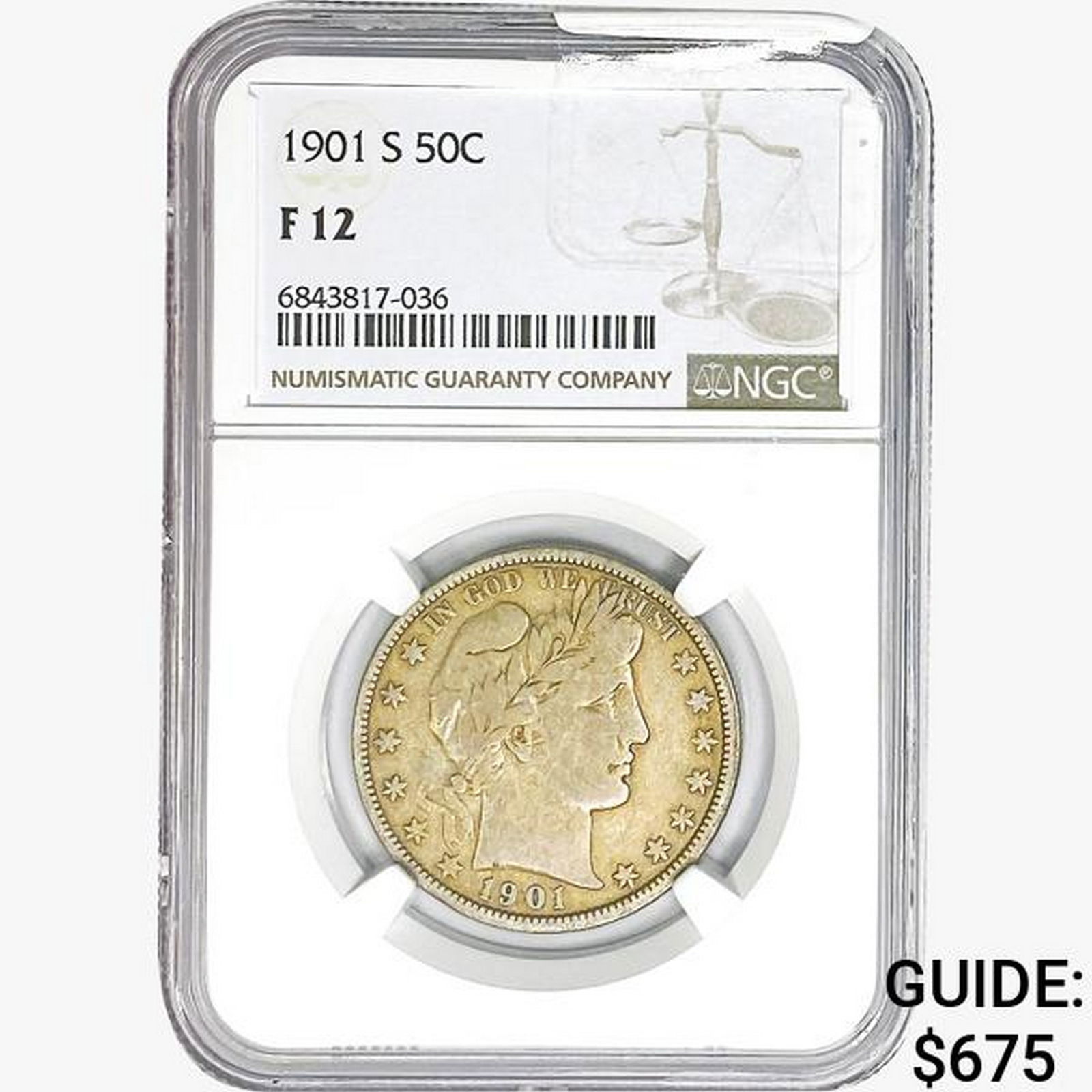 1901-S Barber Half Dollar NGC F12 (1 of 2)