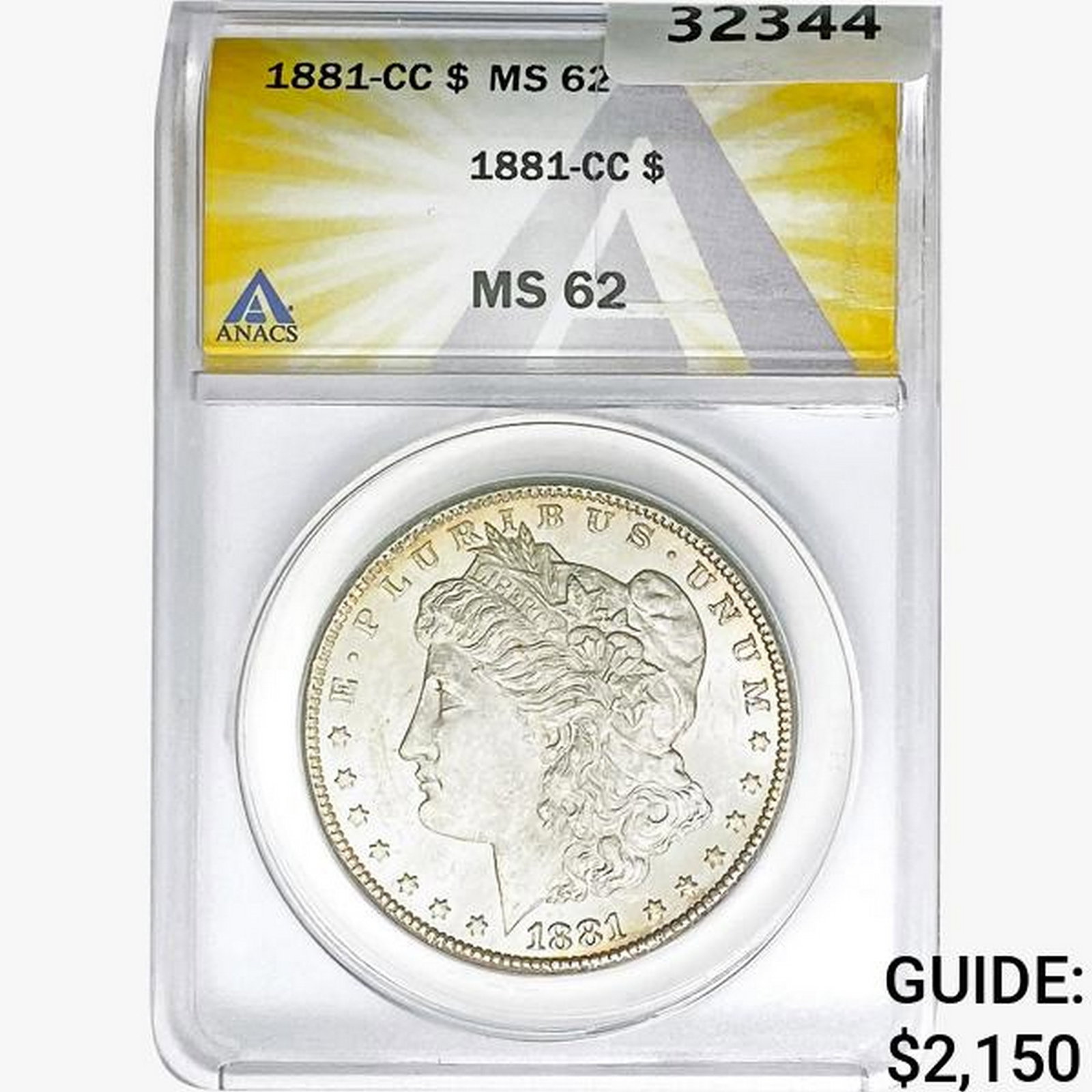 1881-CC Morgan Silver Dollar ANACS MS62: 1881-CC Morgan Silver Dollar ANACS MS62