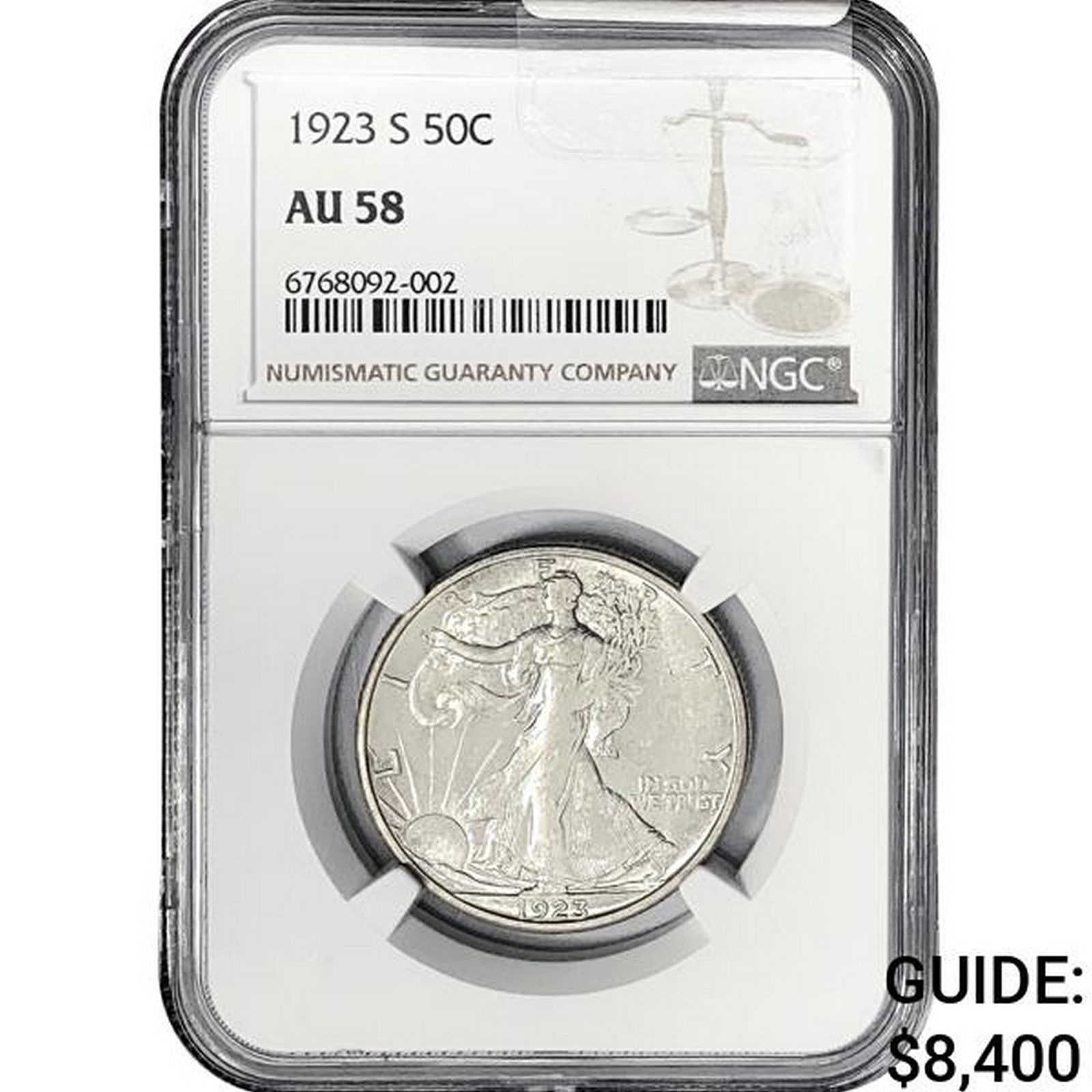 1923-S Walking Liberty Half Dollar NGC AU58 (1 of 2)