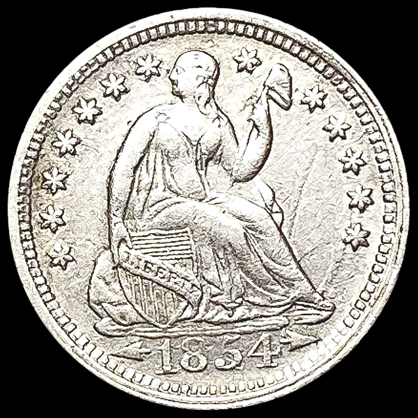 1854 Seated Liberty Half Dime CLOSELY UNCIRCULATED (1 of 2)