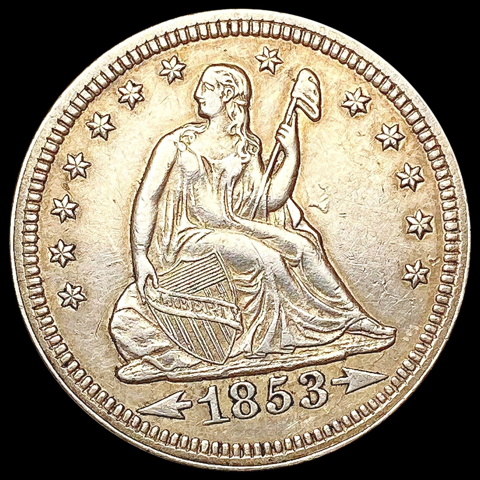 1853 A+R Seated Liberty Quarter CLOSELY UNCIRCULATED (1 of 2)