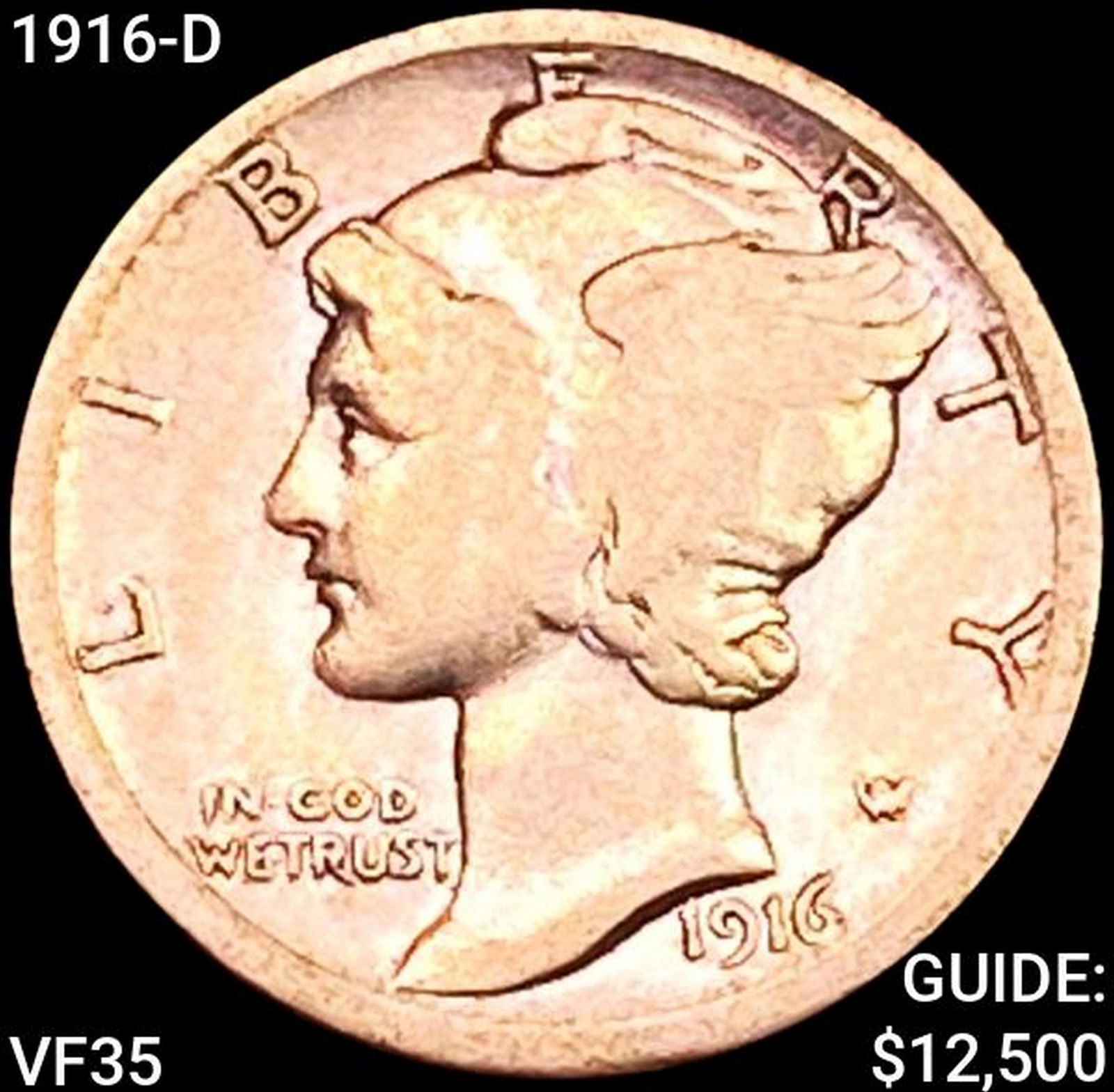 1916-D Mercury Dime ABOUT UNCIRCULATED (1 of 2)