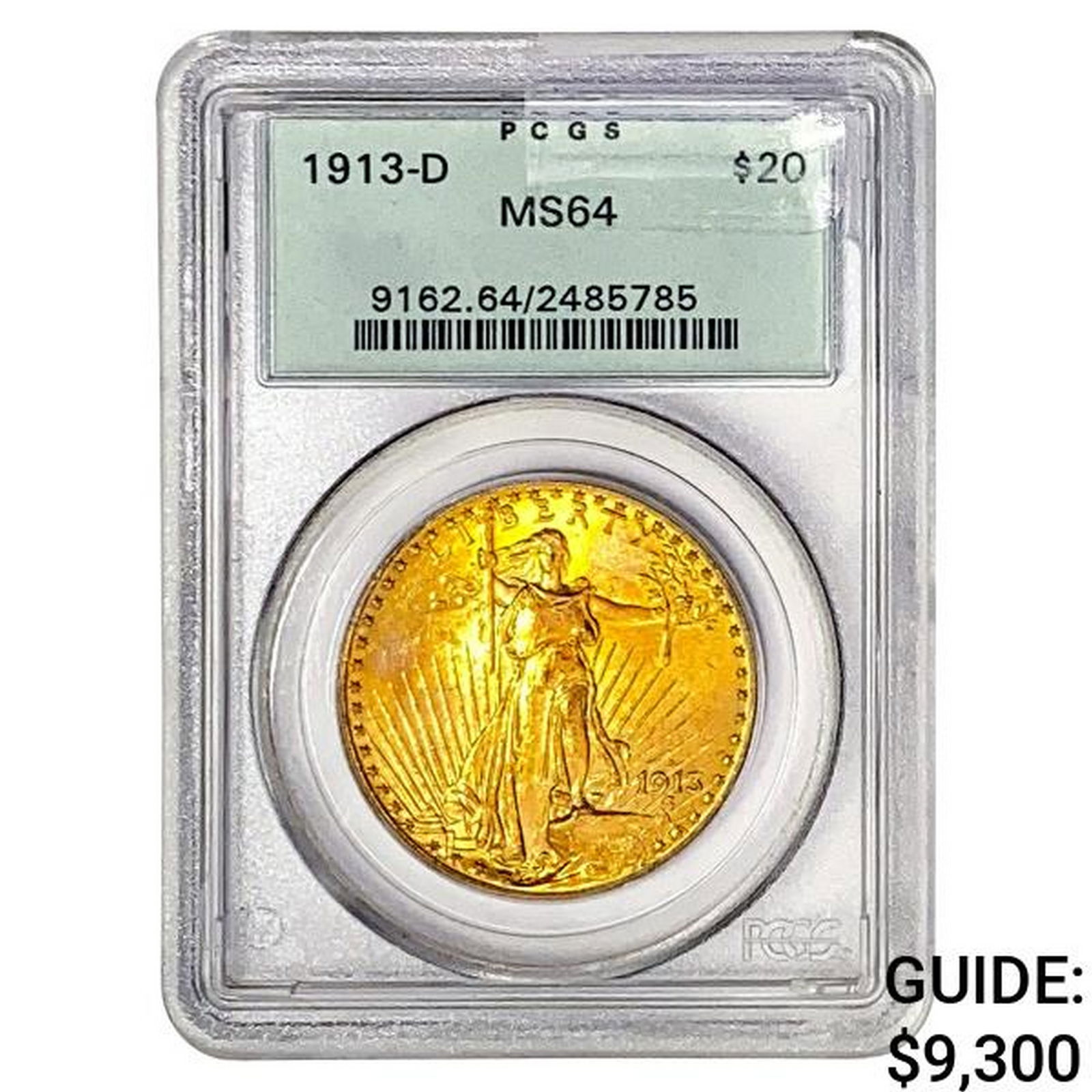 1913-D $20 Gold Double Eagle PCGS MS64 (1 of 2)