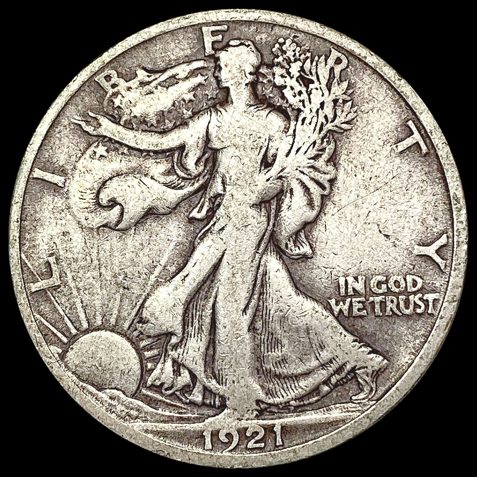1921-D Walking Liberty Half Dollar NICELY CIRCULATED (1 of 2)