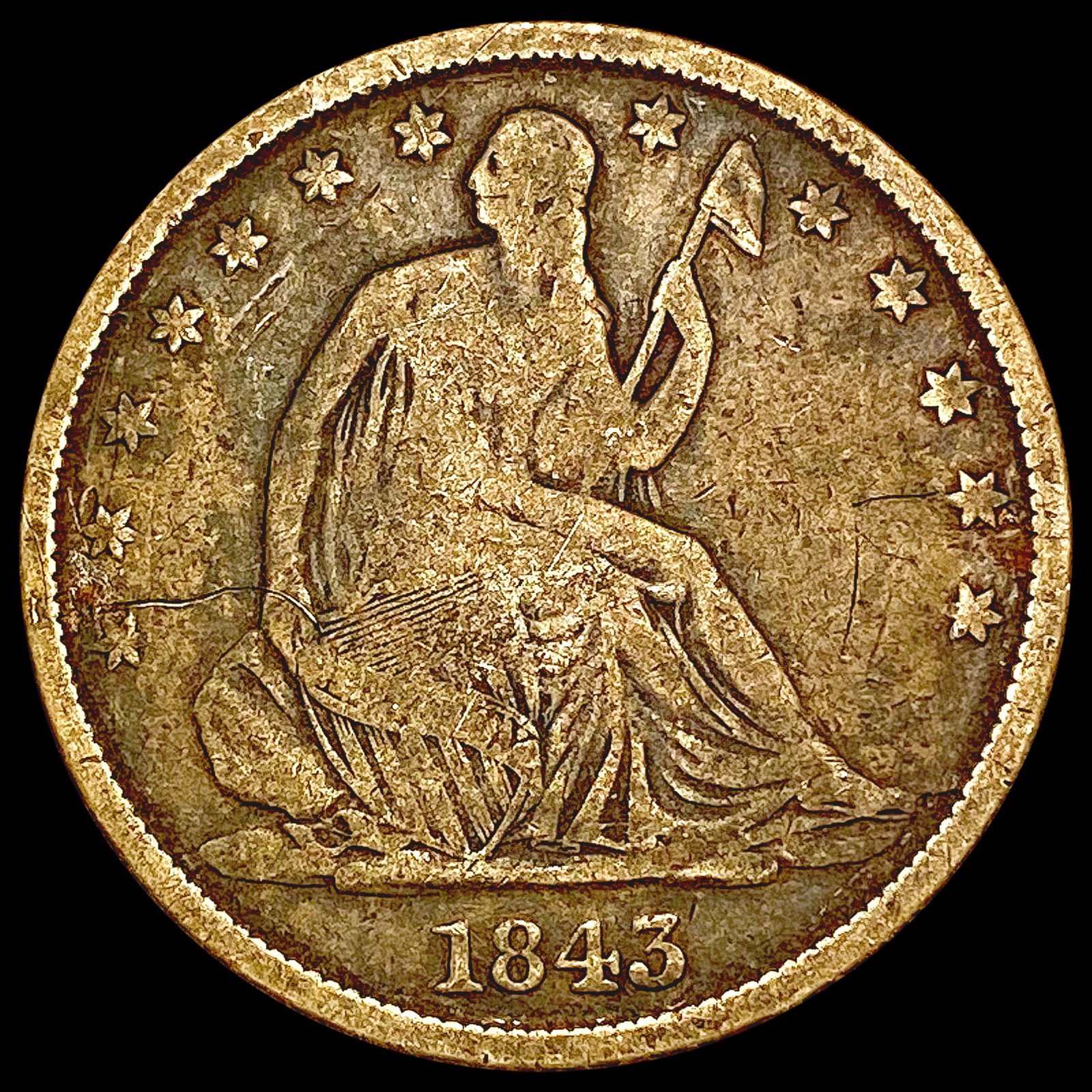 1843-O Seated Liberty Half Dollar NICELY CIRCULATED (1 of 2)