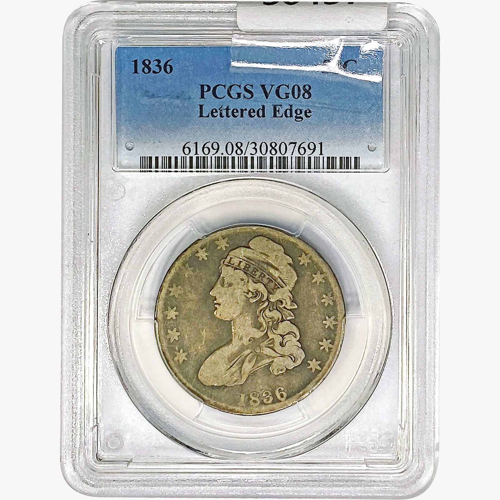 1836 Capped Bust Half Dollar PCGS VG08 Lettered Edge (1 of 2)