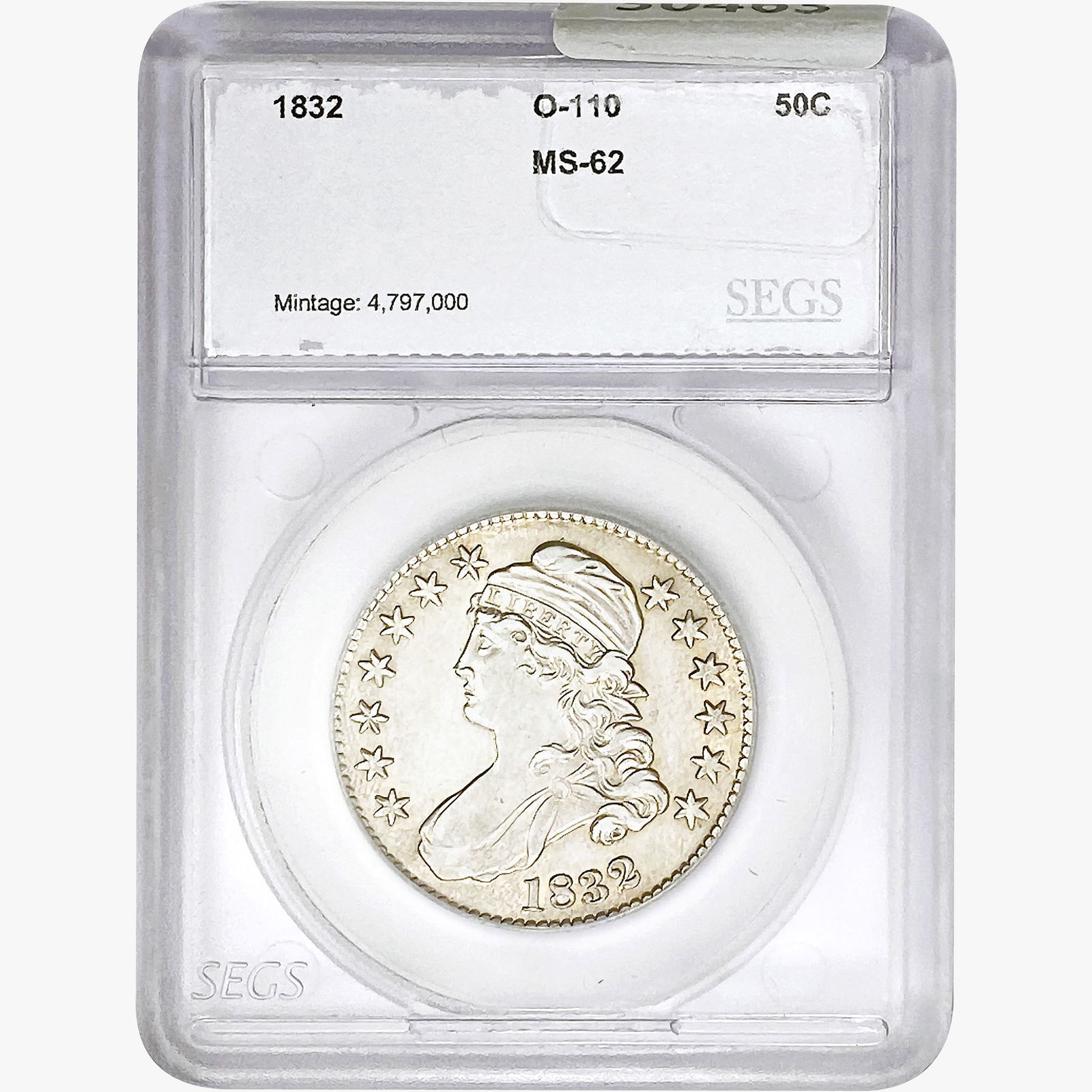1832 Capped Bust Half Dollar SEGS MS62 O-110 (1 of 2)