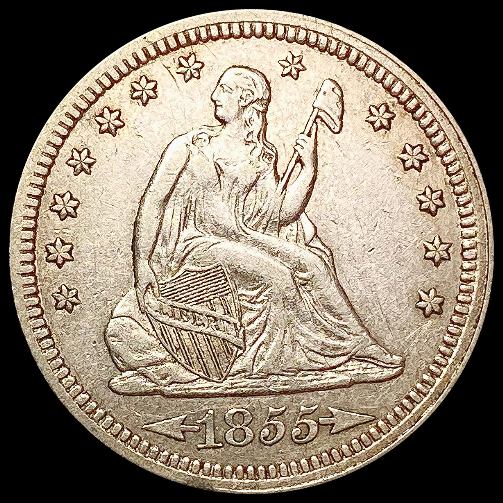 1855 Seated Liberty Quarter CLOSELY UNCIRCULATED (1 of 2)
