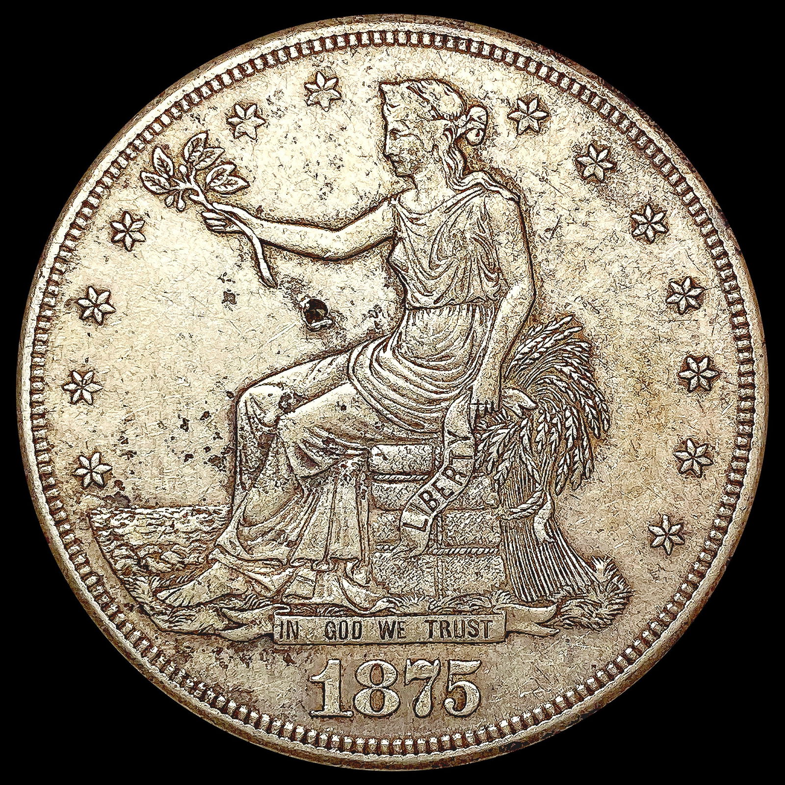 1875-S Silver Trade Dollar NEARLY UNCIRCULATED (1 of 2)
