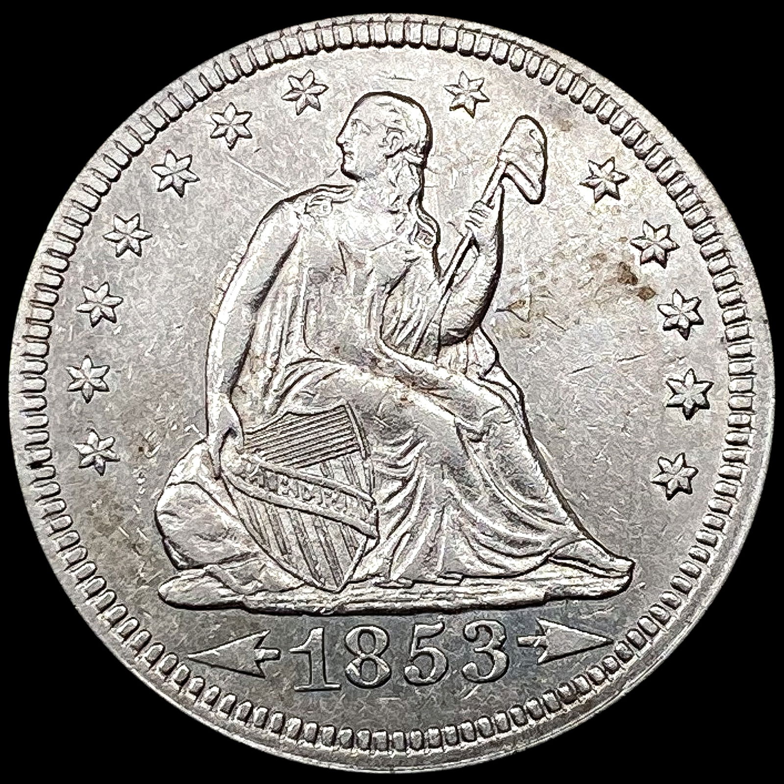 1853 Arws & Rays Seated Liberty Quarter UNCIRCULATED (1 of 2)