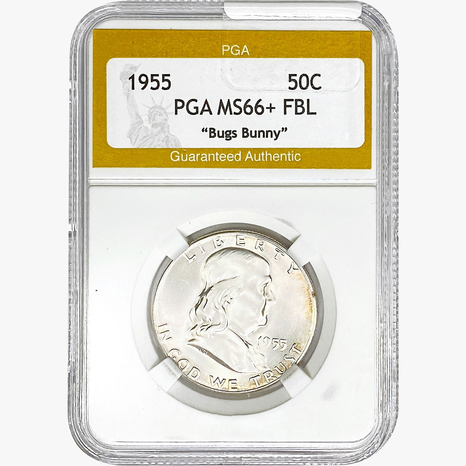 1955 Franklin Half Dollar PGA MS66+ FBL Bugs Bunny (1 of 2)