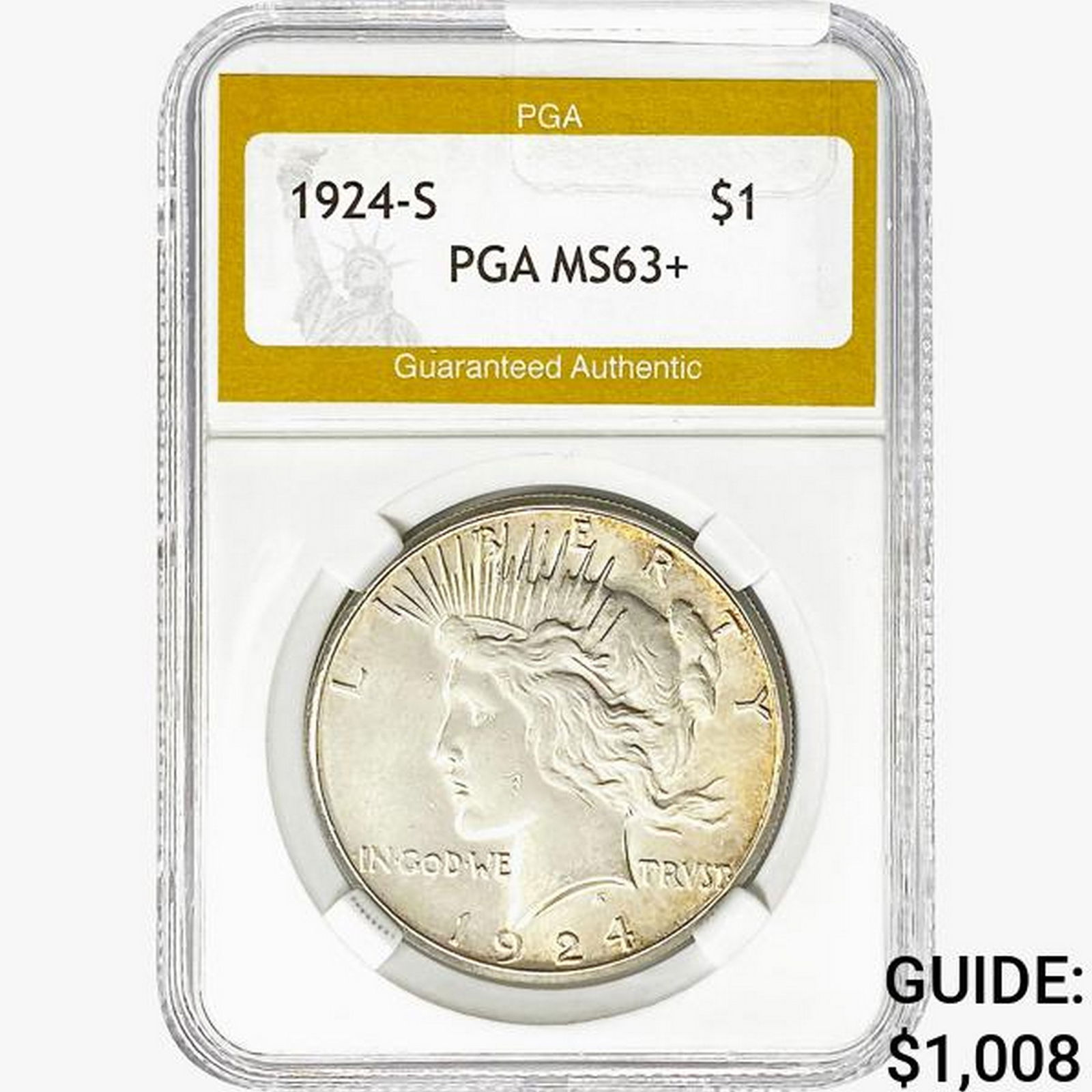 1924-S Silver Peace Dollar PGA MS63+ (1 of 2)
