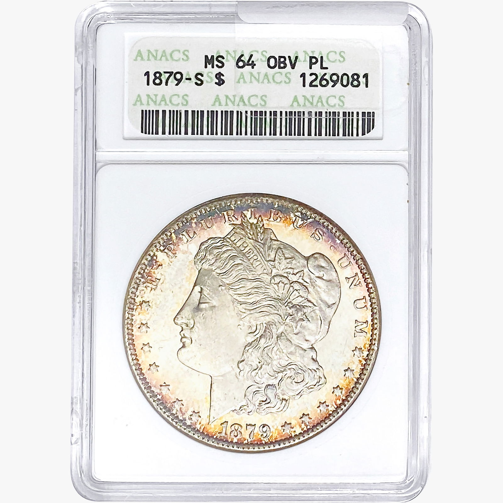 1879-S Morgan Silver Dollar ANACS MS64 OBV PL (1 of 2)