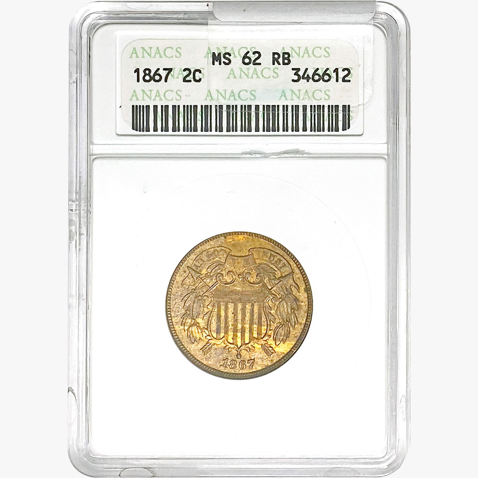 1867 Two Cent Piece ANACS MS62 RB (1 of 2)