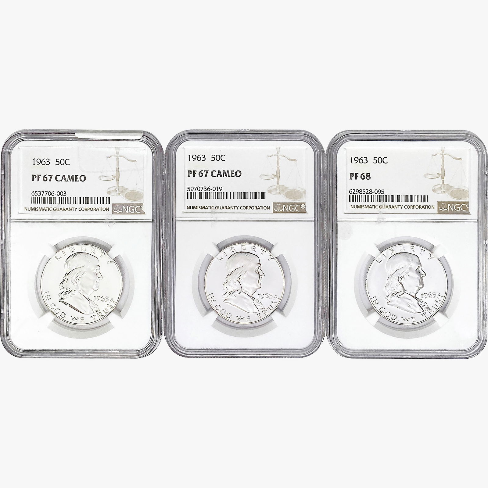 [3] 1963 Franklin Half Dollar NGC PF67/68 CAMEO (1 of 2)