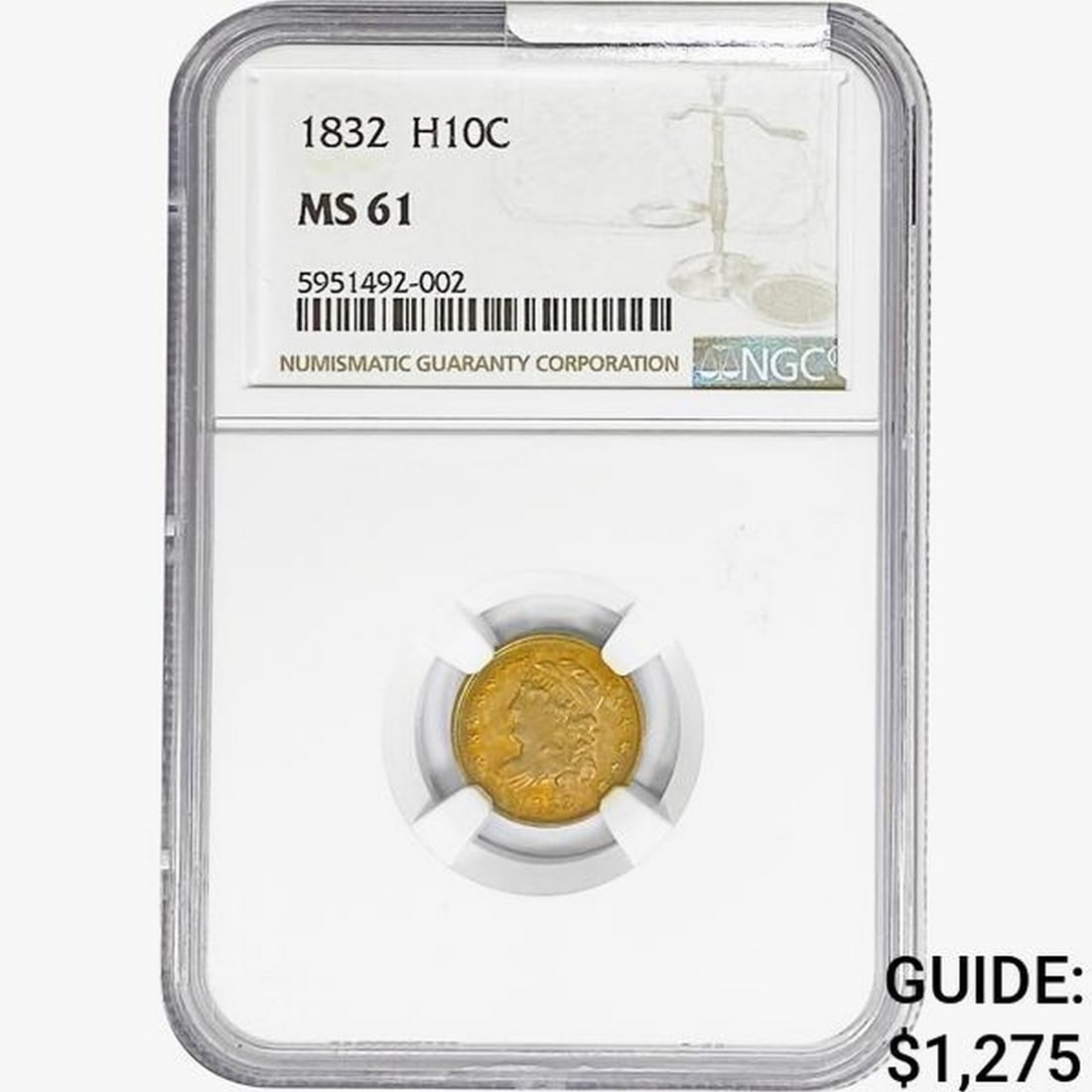 1832 Capped Bust Half Dime NGC MS61 (1 of 2)