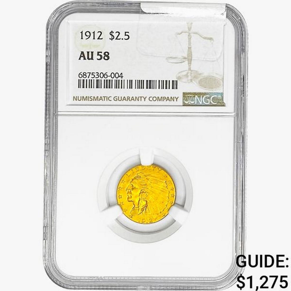 1912 $2.50 Gold Quarter Eagle NGC AU58 (1 of 2)