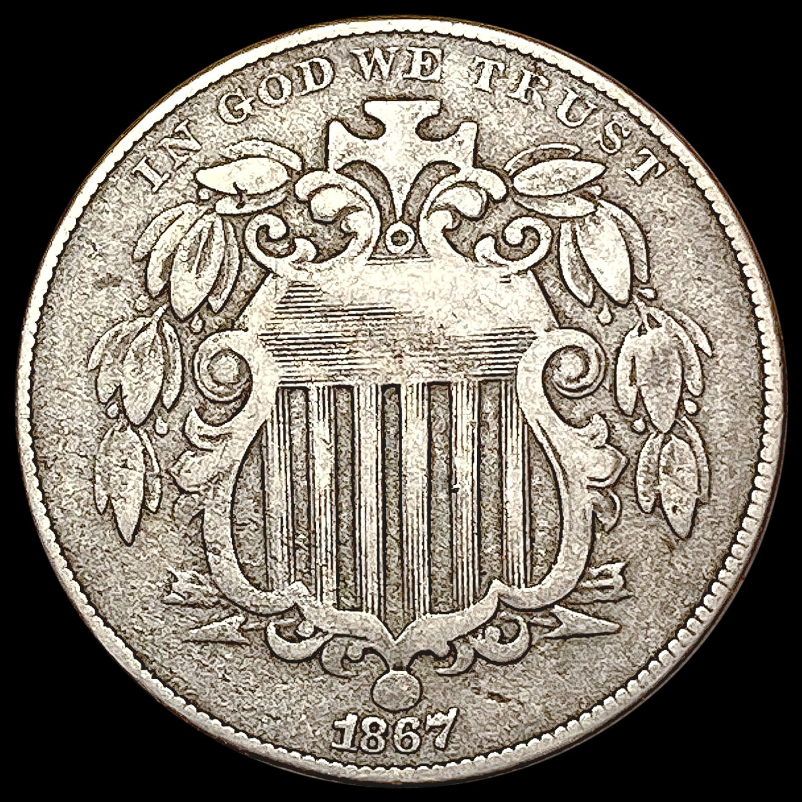 1867 Shield Nickel CLOSELY UNCIRCULATED (1 of 2)