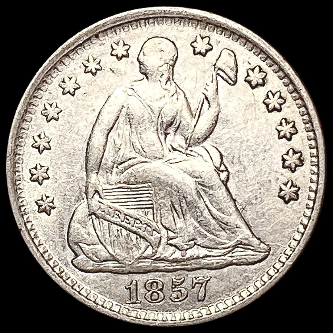 1857 Seated Liberty Half Dime CLOSELY UNCIRCULATED (1 of 2)