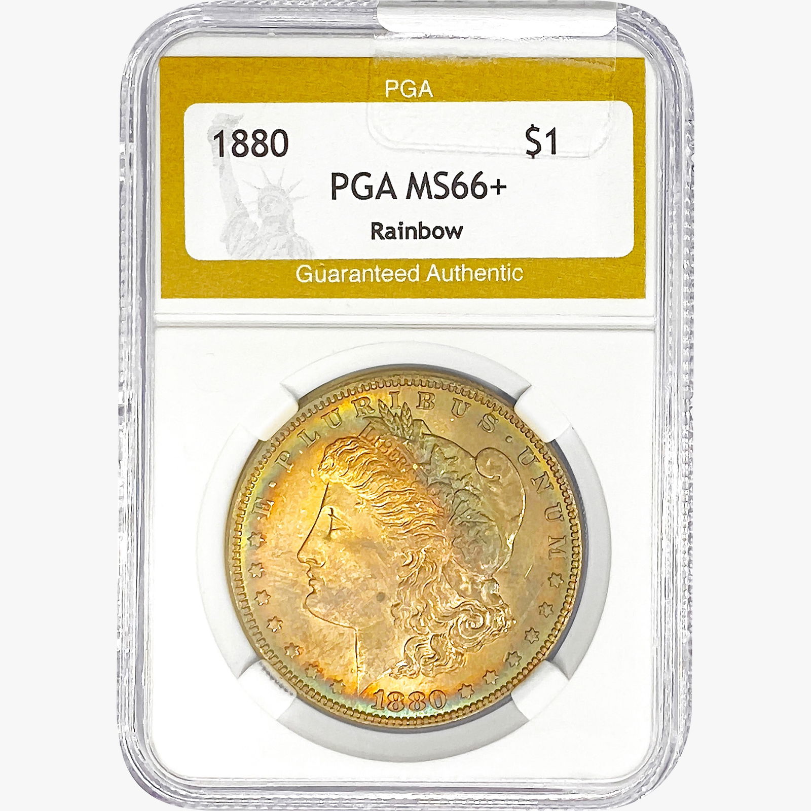 1880 Morgan Silver Dollar PGA MS66+ Rainbow (1 of 2)