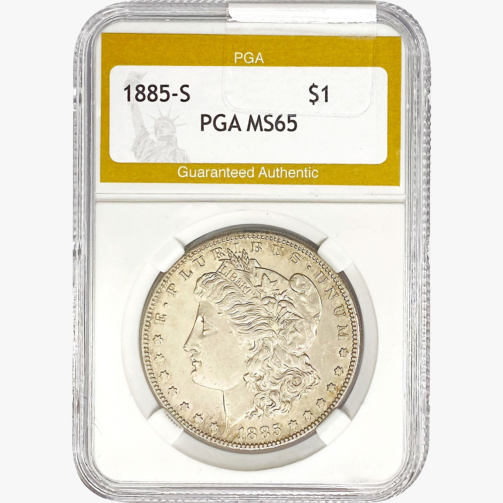 1885-S Morgan Silver Dollar PGA MS65 (1 of 2)