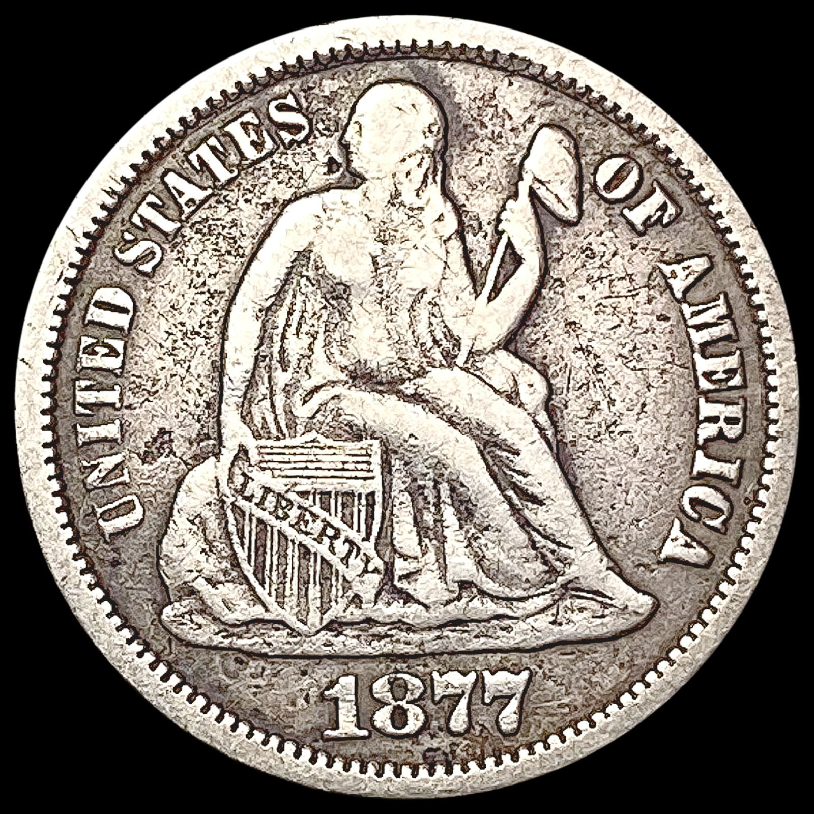 1877-CC Seated Liberty Dime LIGHTLY CIRCULATED (1 of 2)