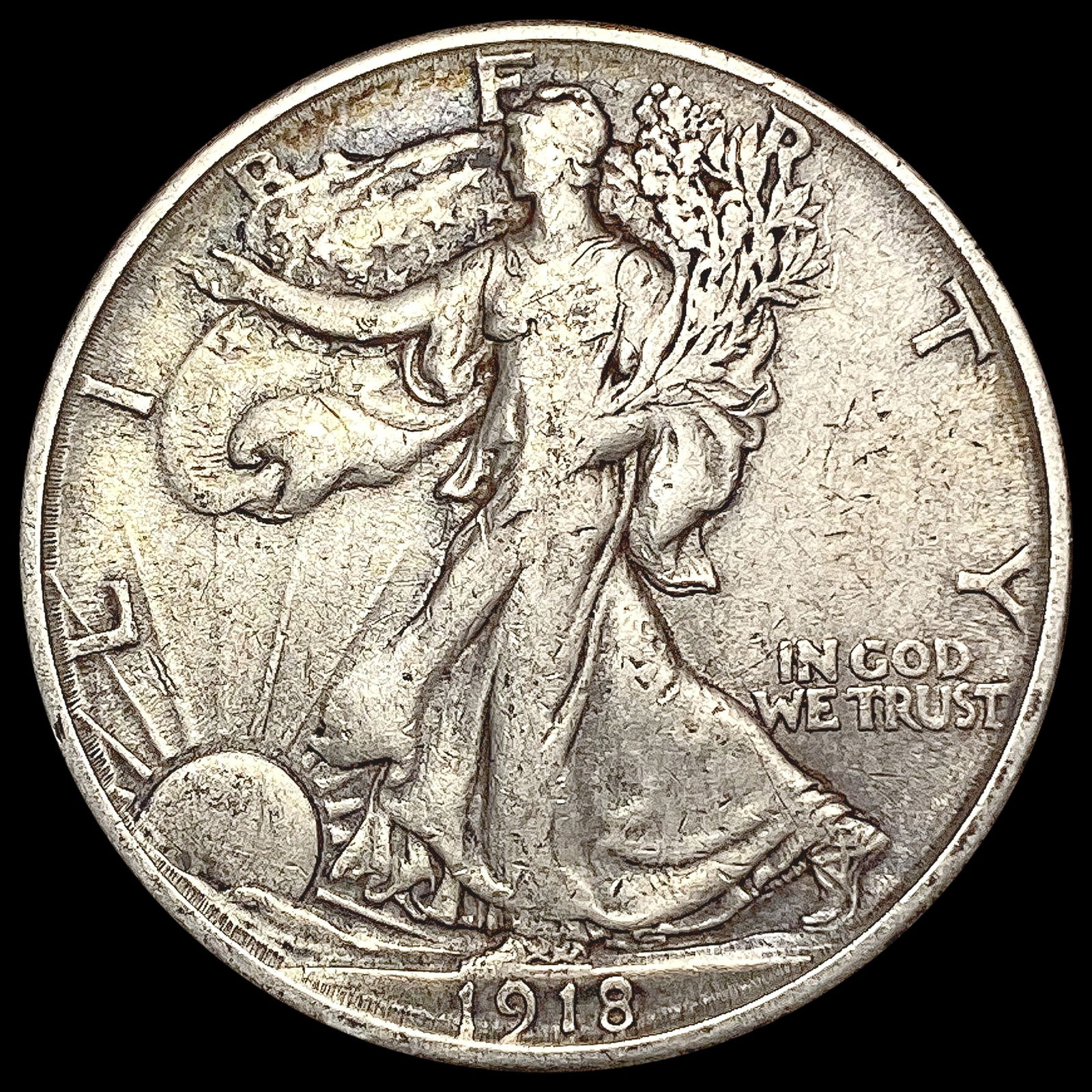 1918-S Walking Liberty Half Dollar NEARLY UNCIRCULATED (1 of 2)