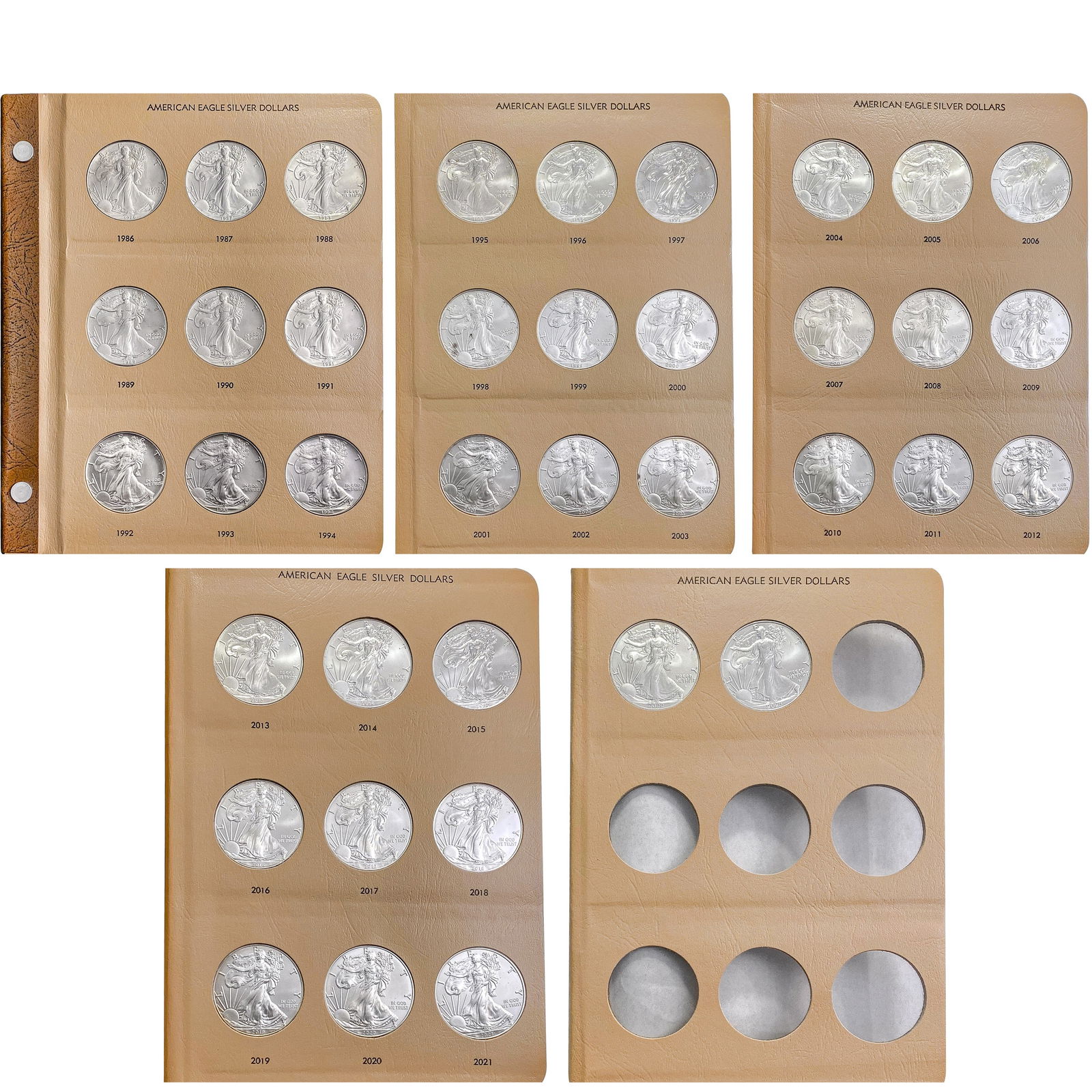 [38] 1986-2023 Am. Eagle 1oz. Silver $1 Album (1 of 3)