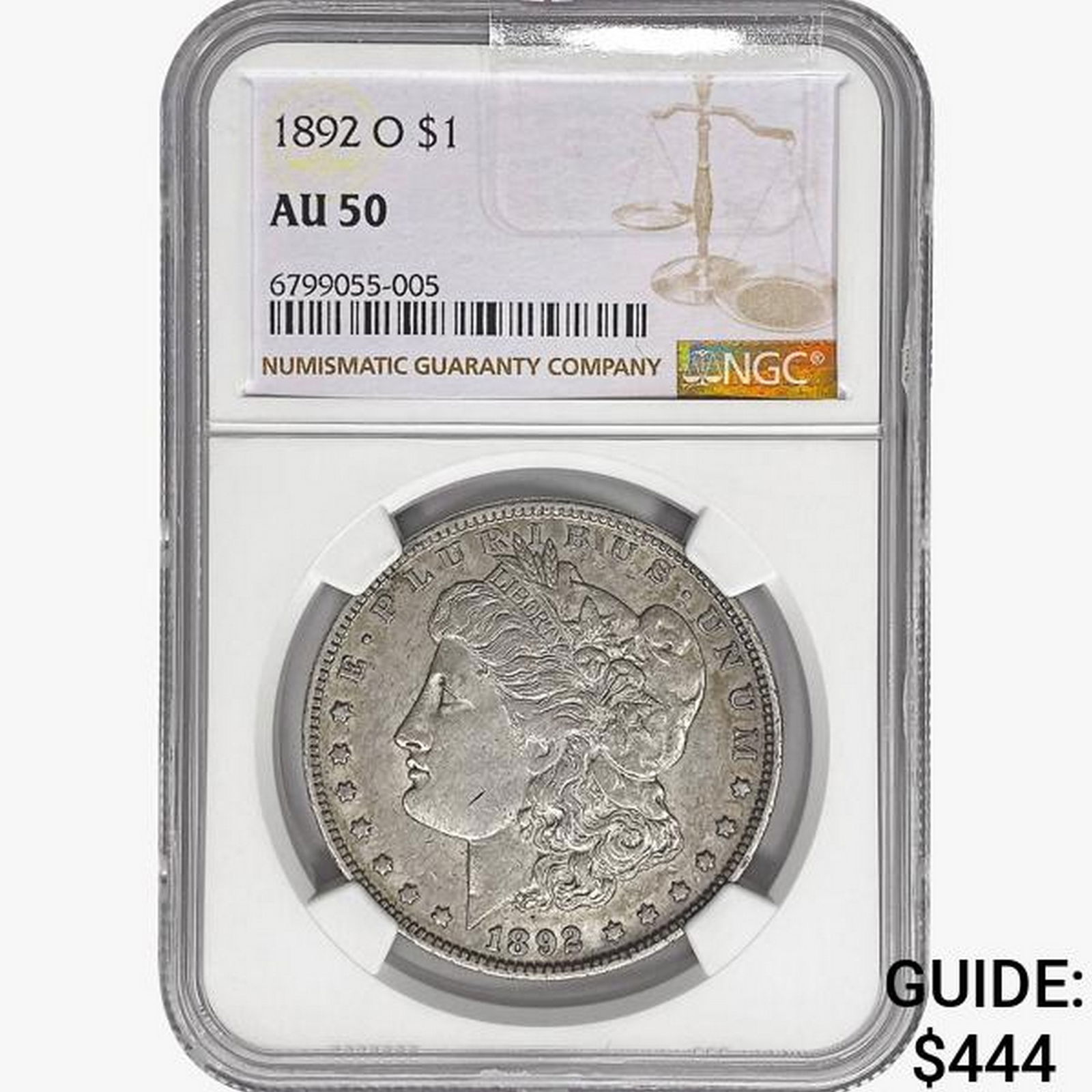 1892-O Morgan Silver Dollar NGC AU50 (1 of 2)
