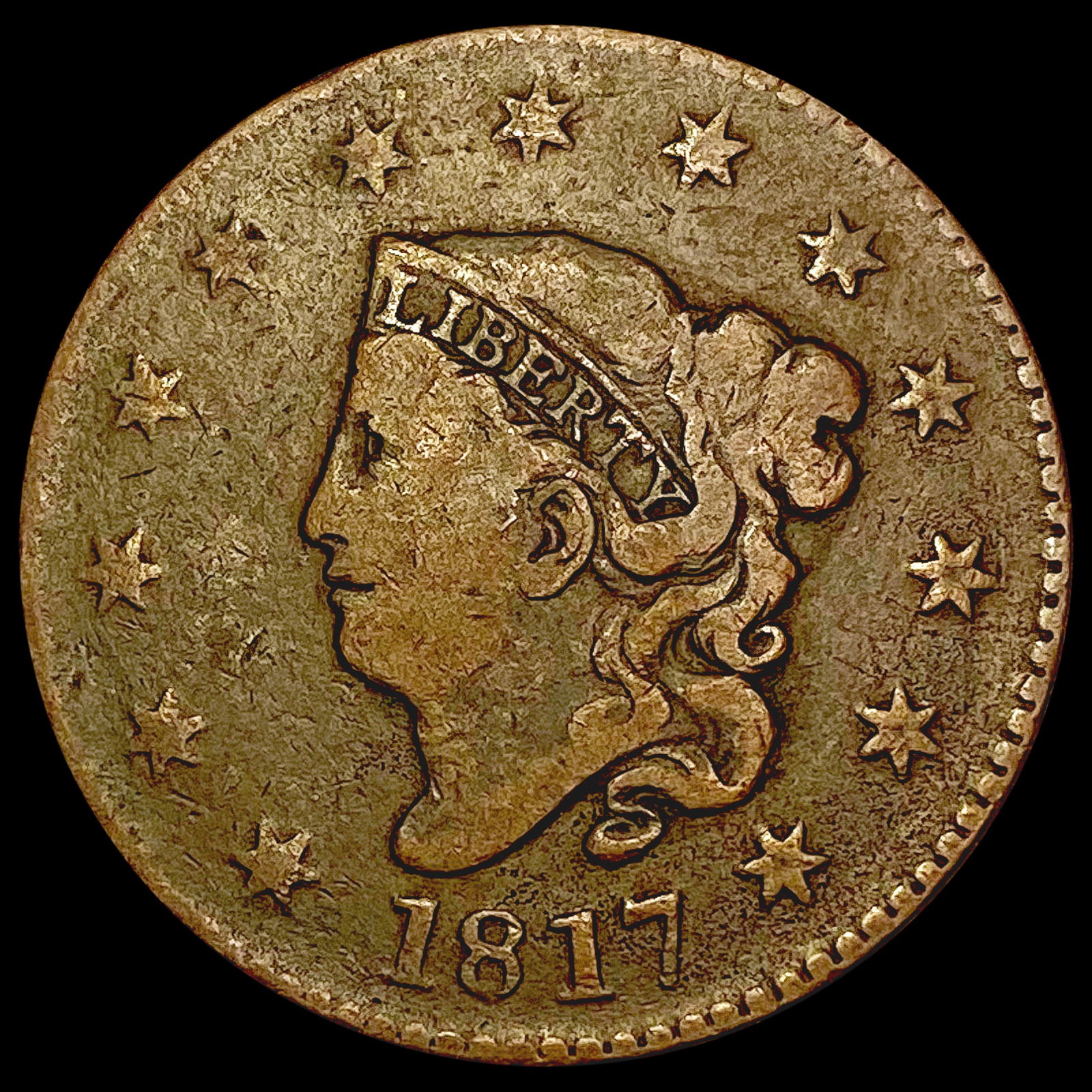 1817 Coronet Head Large Cent LIGHTLY CIRCULATED (1 of 2)