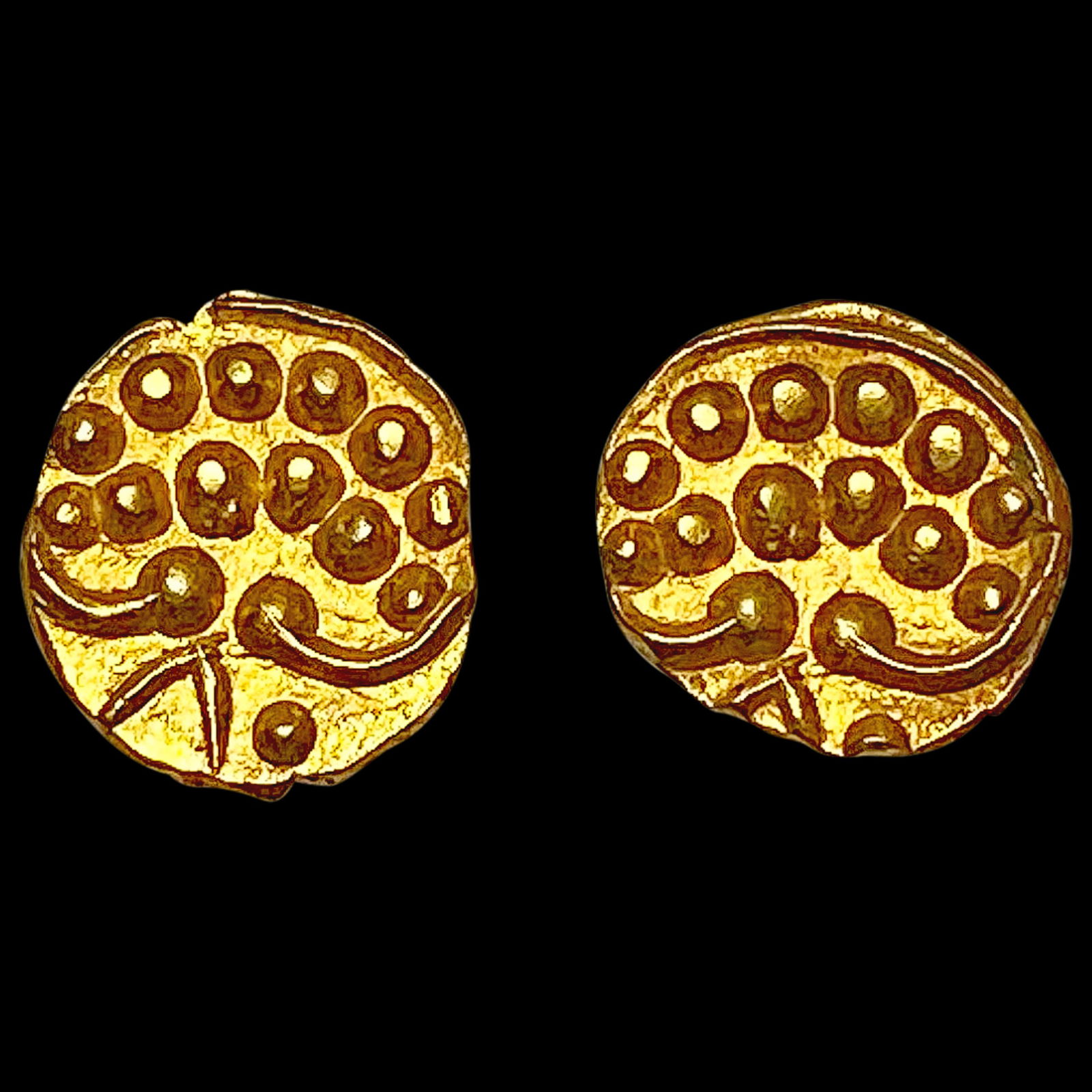 [2] C. 1790 India Thanjavur-Maratha Gold Fanam HIGH GRADE: [2] C. 1790 India Thanjavur-Maratha Gold Fanam HIGH GRADE