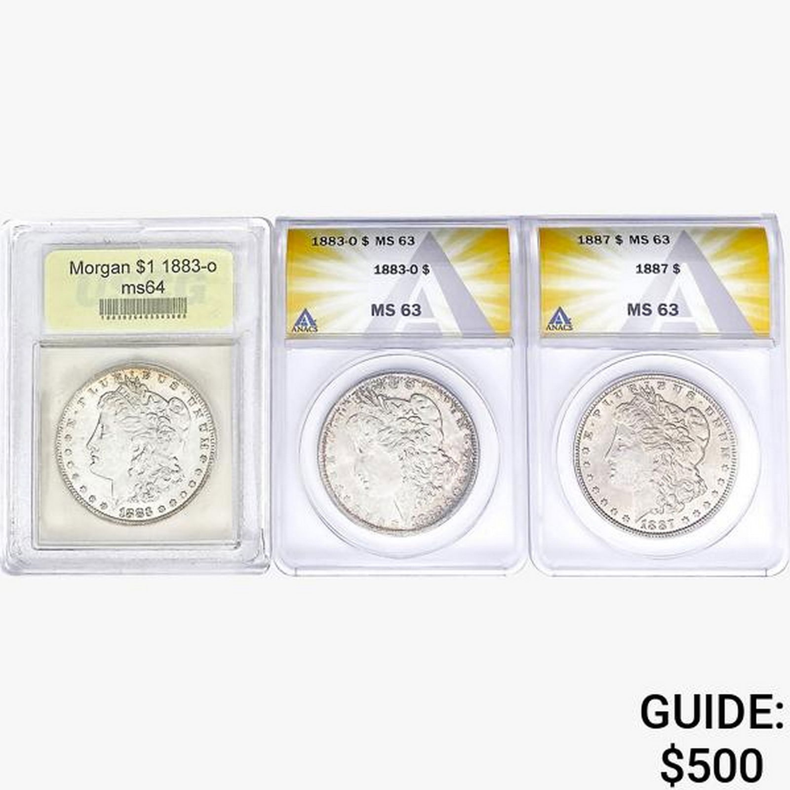 [3]1883-1887 Morgan Silver Dollar ANACS/USCG MS63/64 (1 of 2)