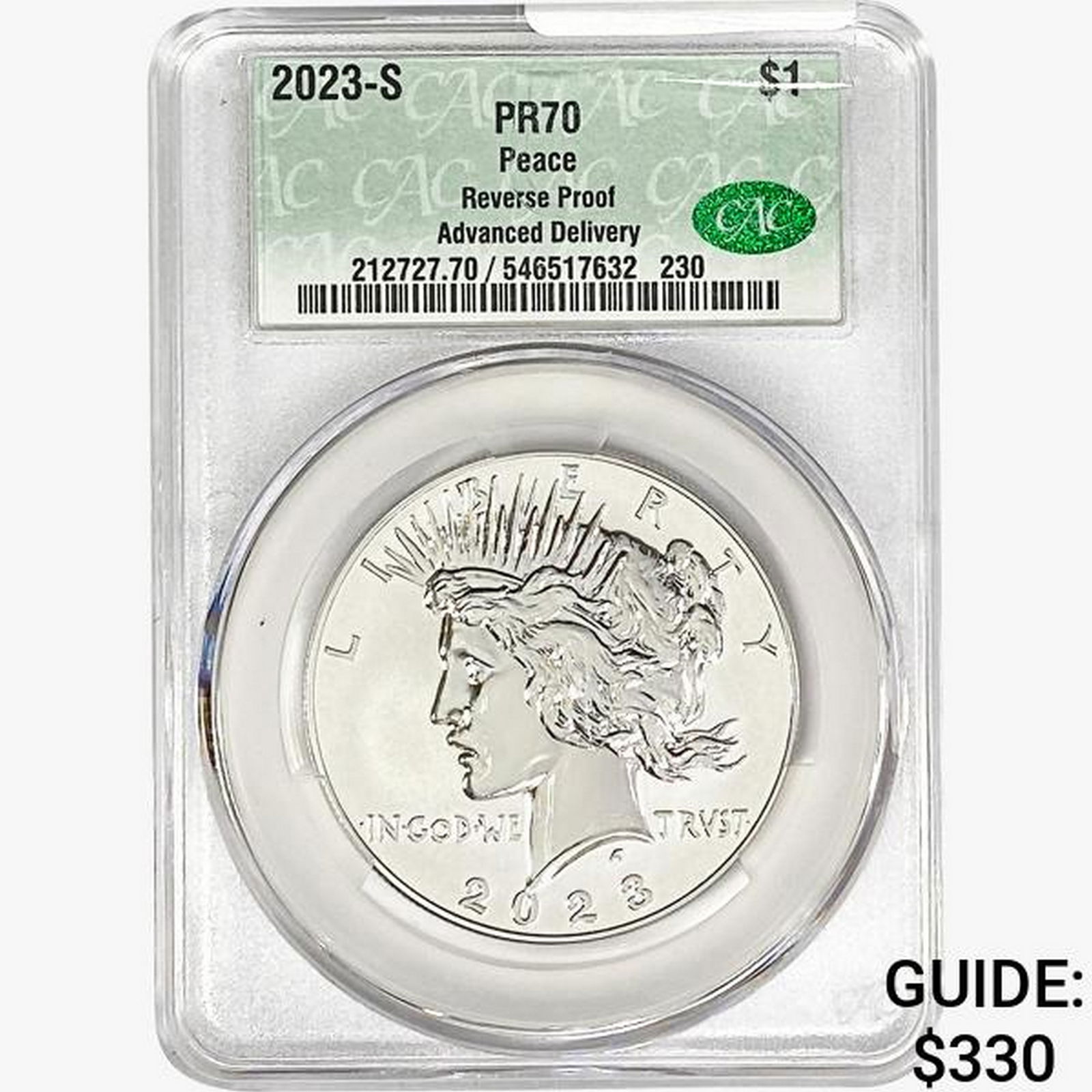 2023-S Silver Peace Dollar CAC PR70 Reverse Proof (1 of 2)
