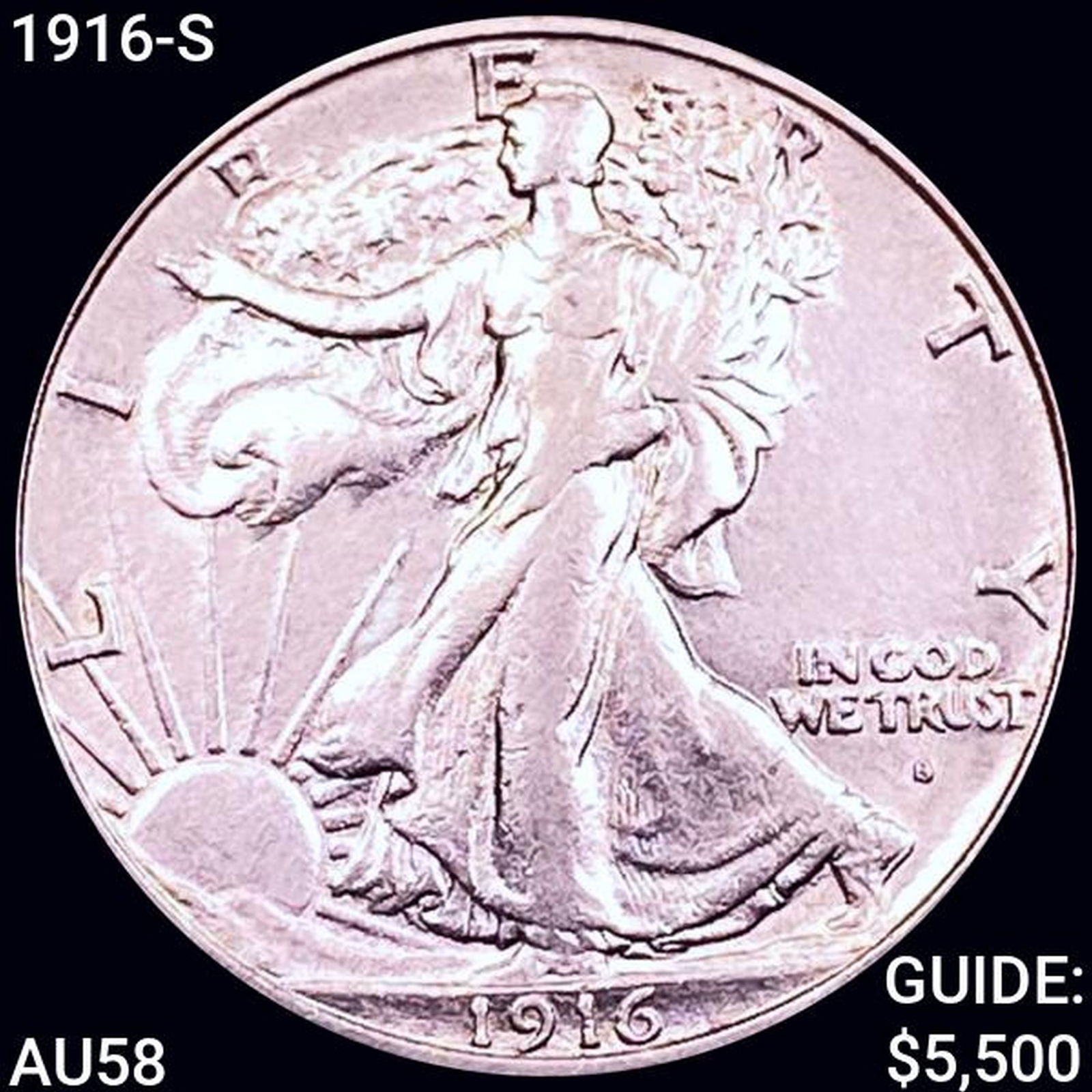 1916-S Walking Liberty Half Dollar CHOICE AU (1 of 2)