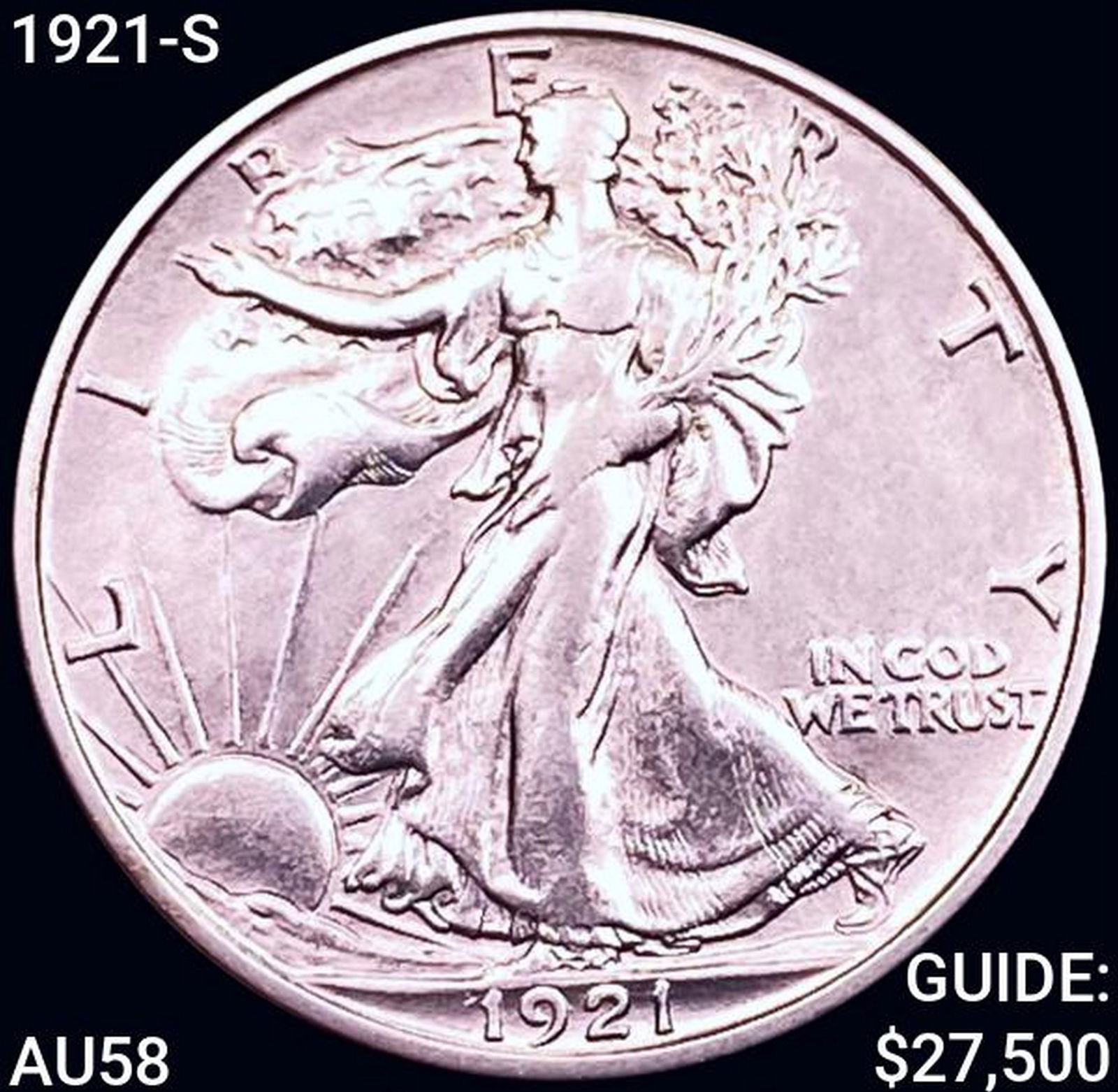 1921-S Walking Liberty Half Dollar CHOICE AU (1 of 2)