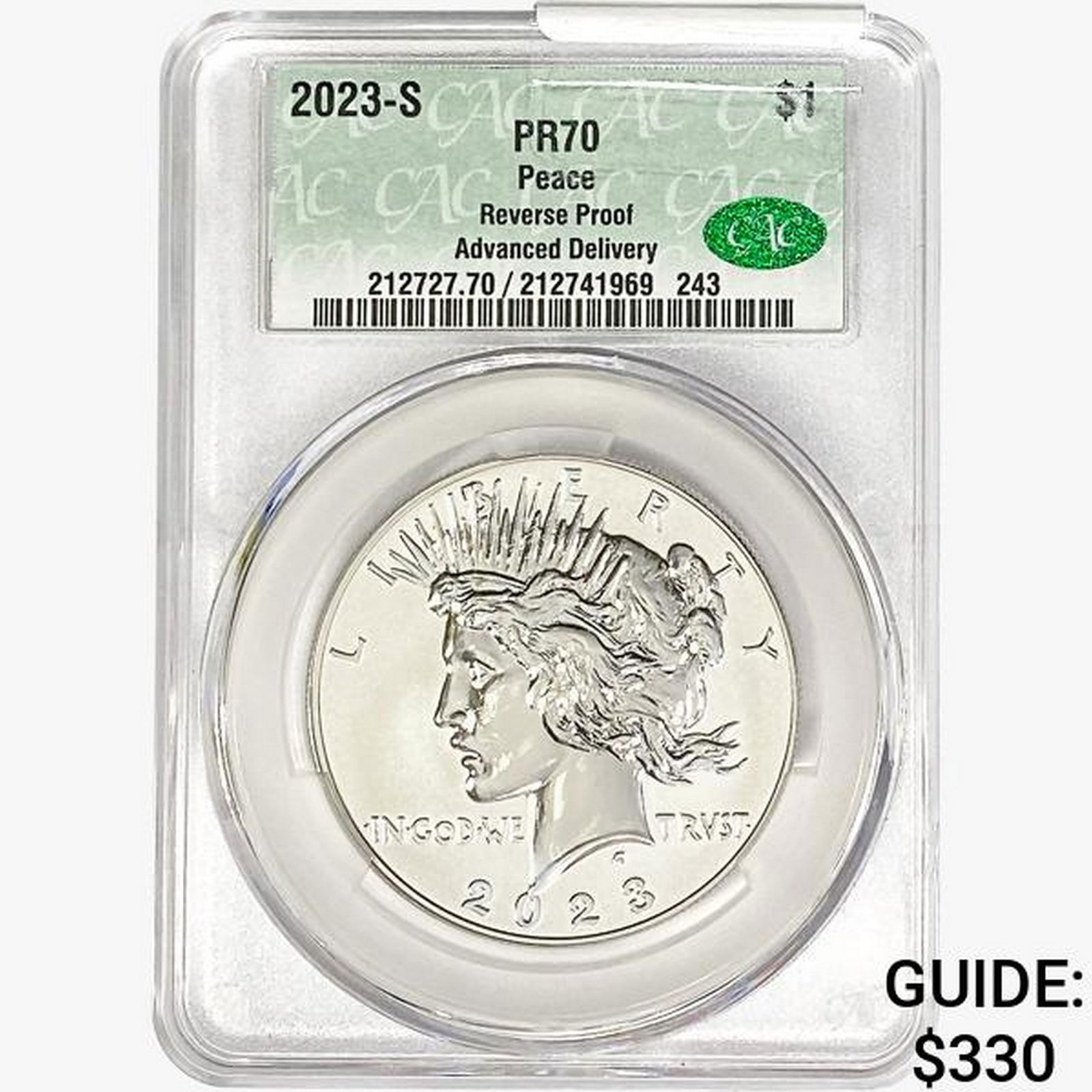 2023-S Silver Peace Dollar CAC PR70 Reverse Proof (1 of 2)