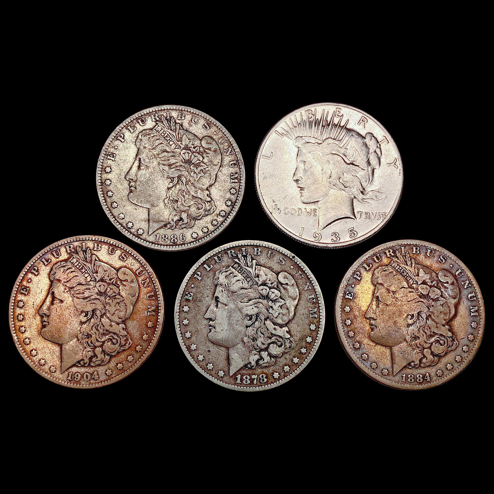 [5] 1878-S-1935-S Morgan and Peace Dollars HIGH GRADE (1 of 2)