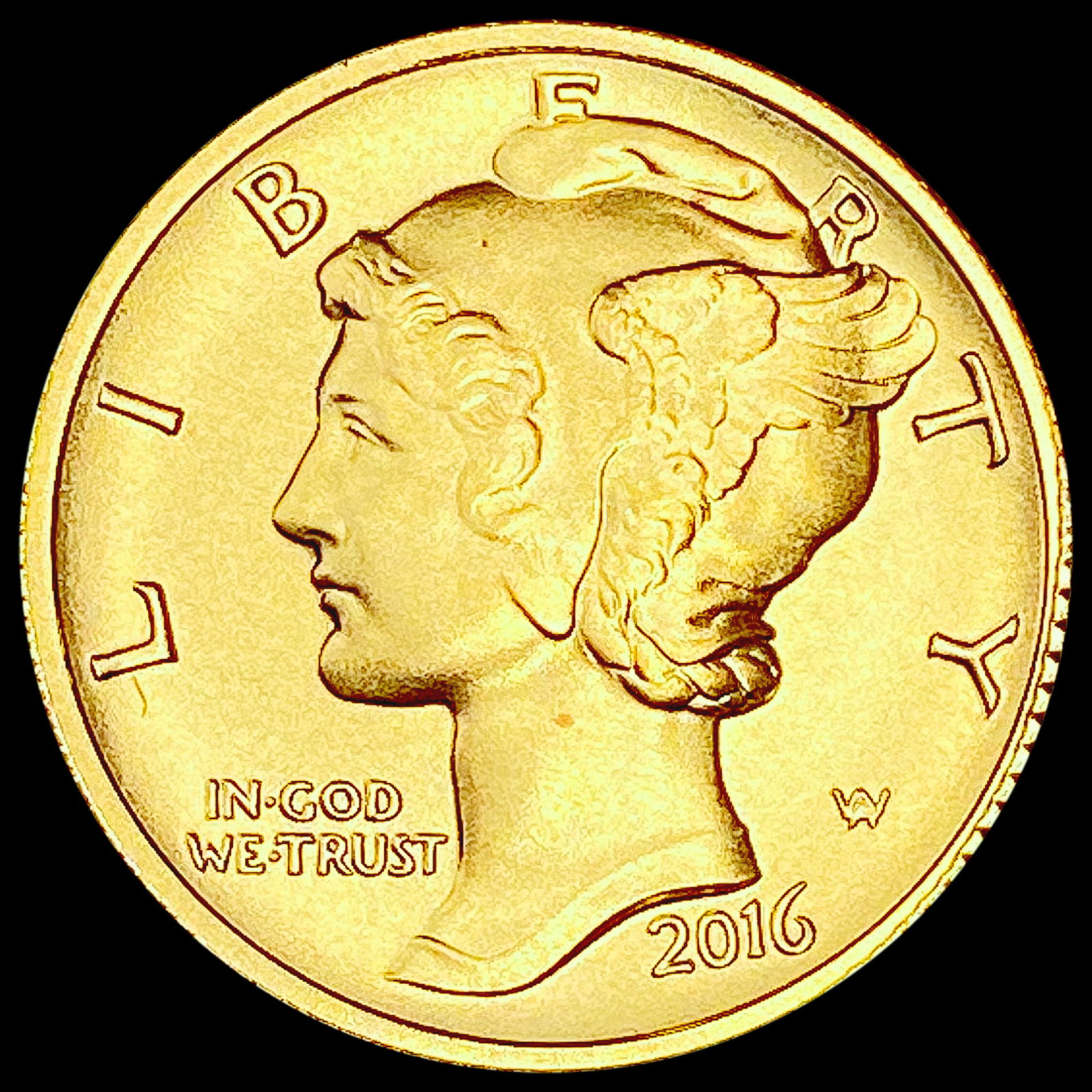 2016-W 1/10th oz Gold Mercury Dime SUPERB GEM BU (1 of 2)