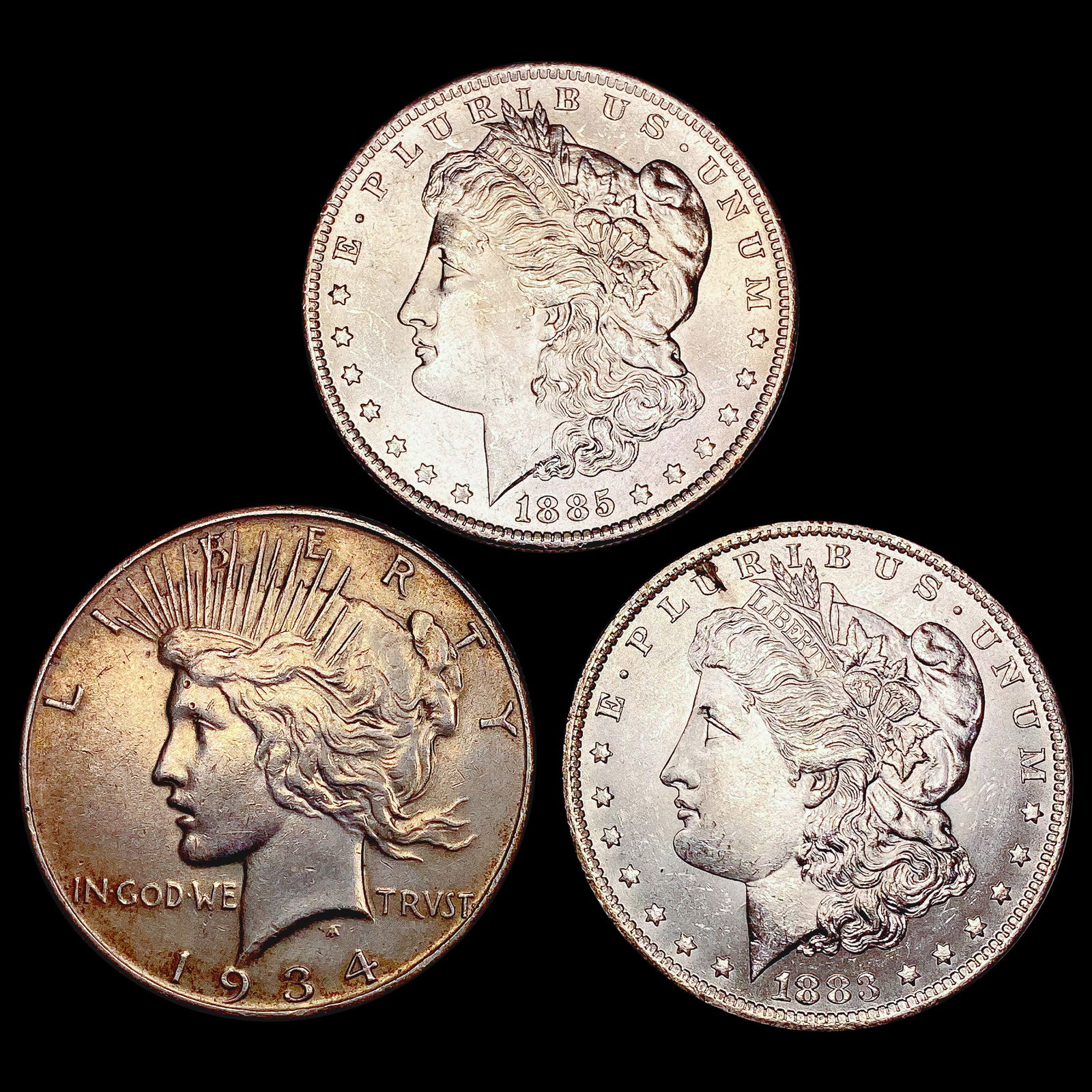 [3] 1883-O-1934-D Morgan and Peace Dollars HIGH GRADE (1 of 2)