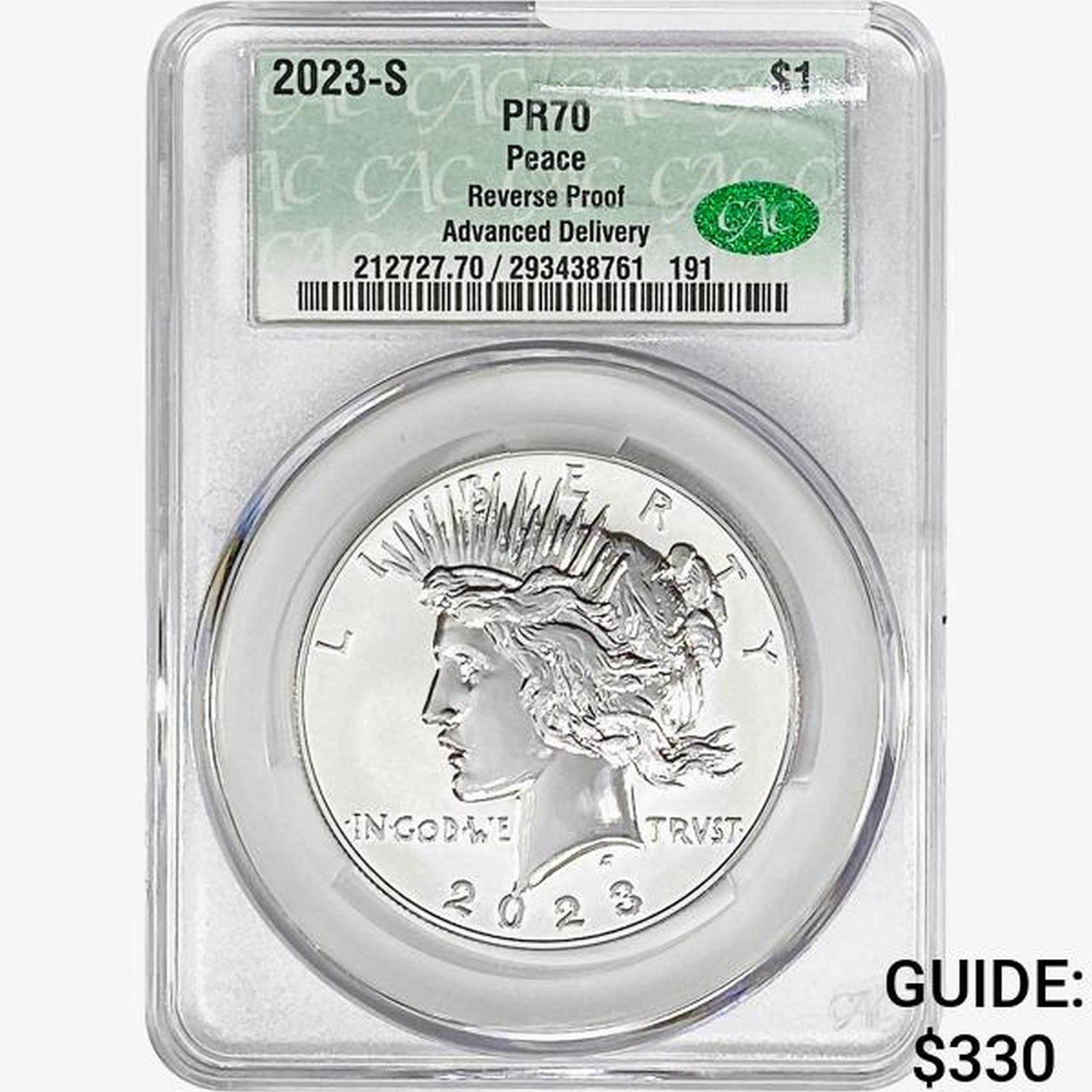 2023-S Silver Peace Dollar CAC PR70 Reverse Proof (1 of 2)