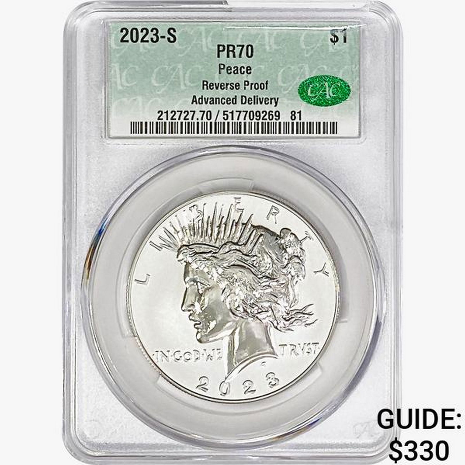 2023-S Silver Peace Dollar CAC PR70 Reverse Proof (1 of 2)
