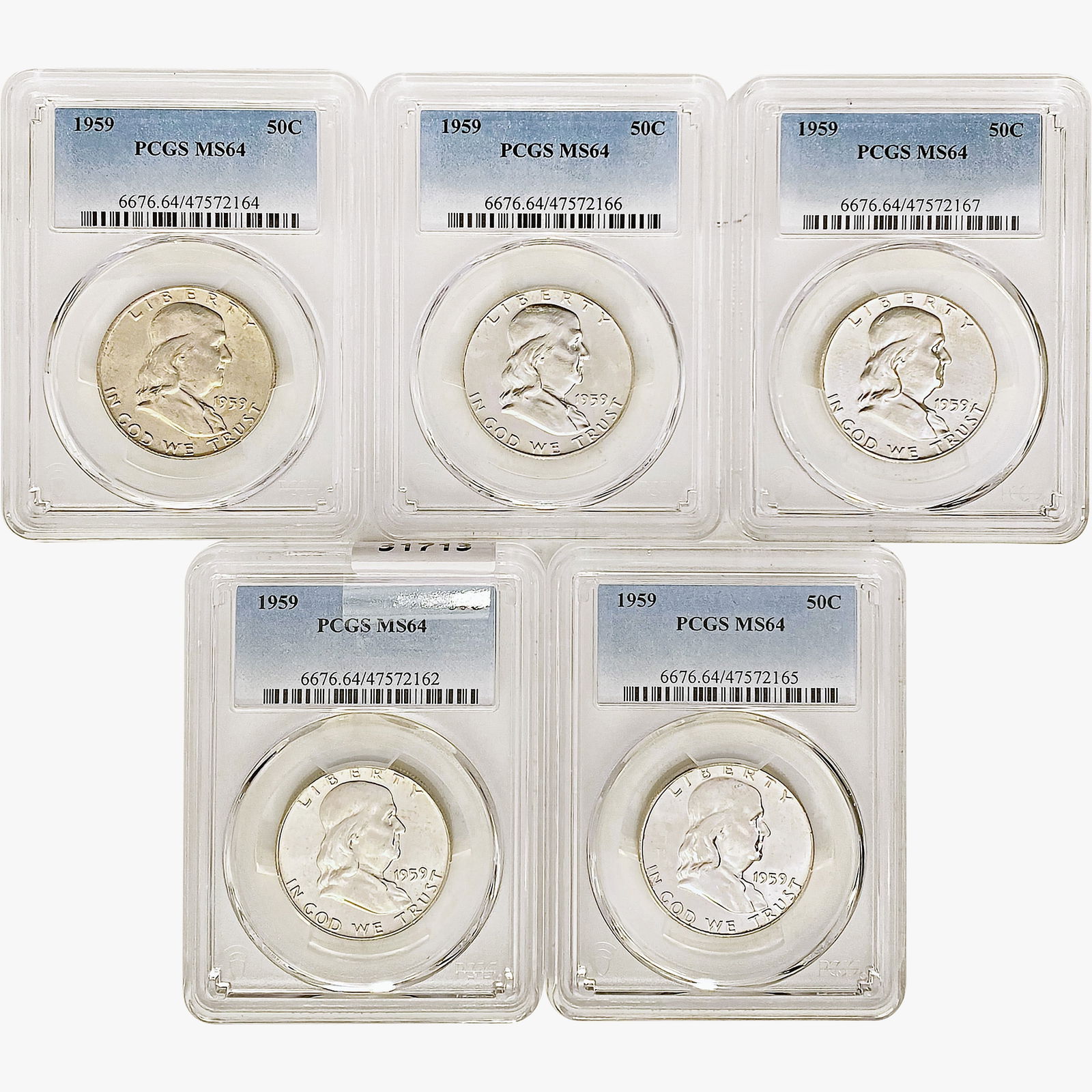 [5]1959 Franklin Half Dollar PCGS MS64 (1 of 2)