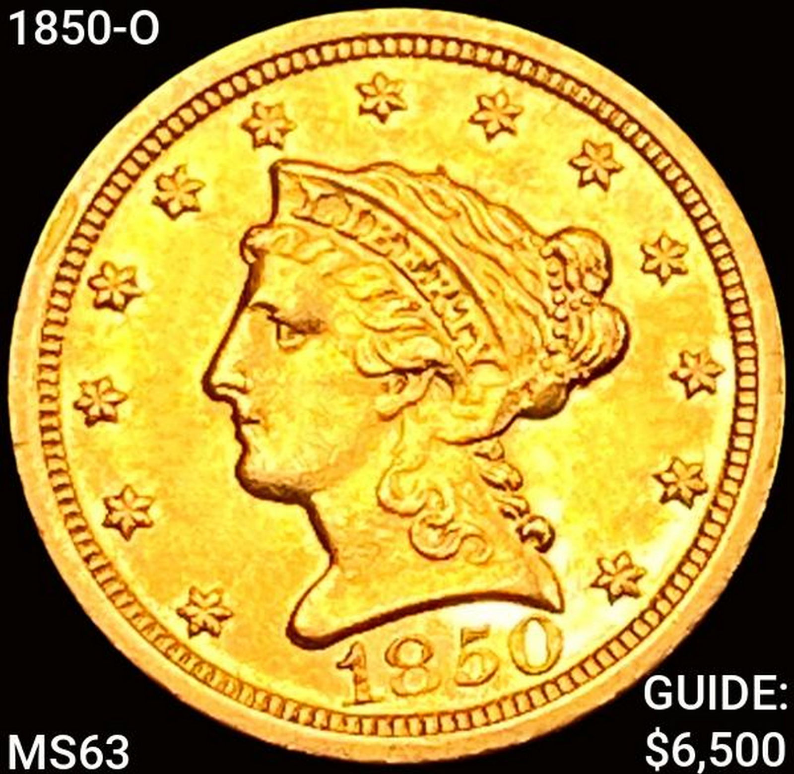 1850-O $2.50 Gold Quarter Eagle CHOICE BU (1 of 2)