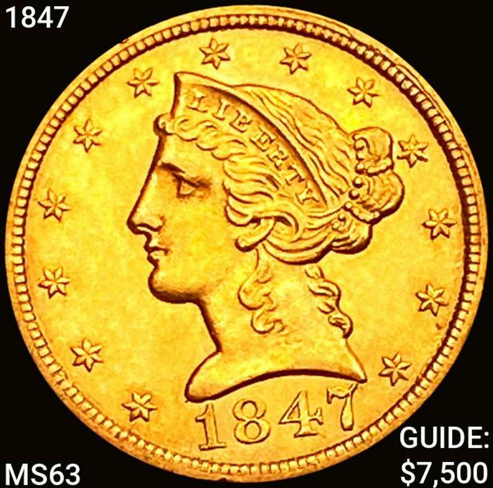 1847 $5 Gold Half Eagle CHOICE BU (1 of 2)