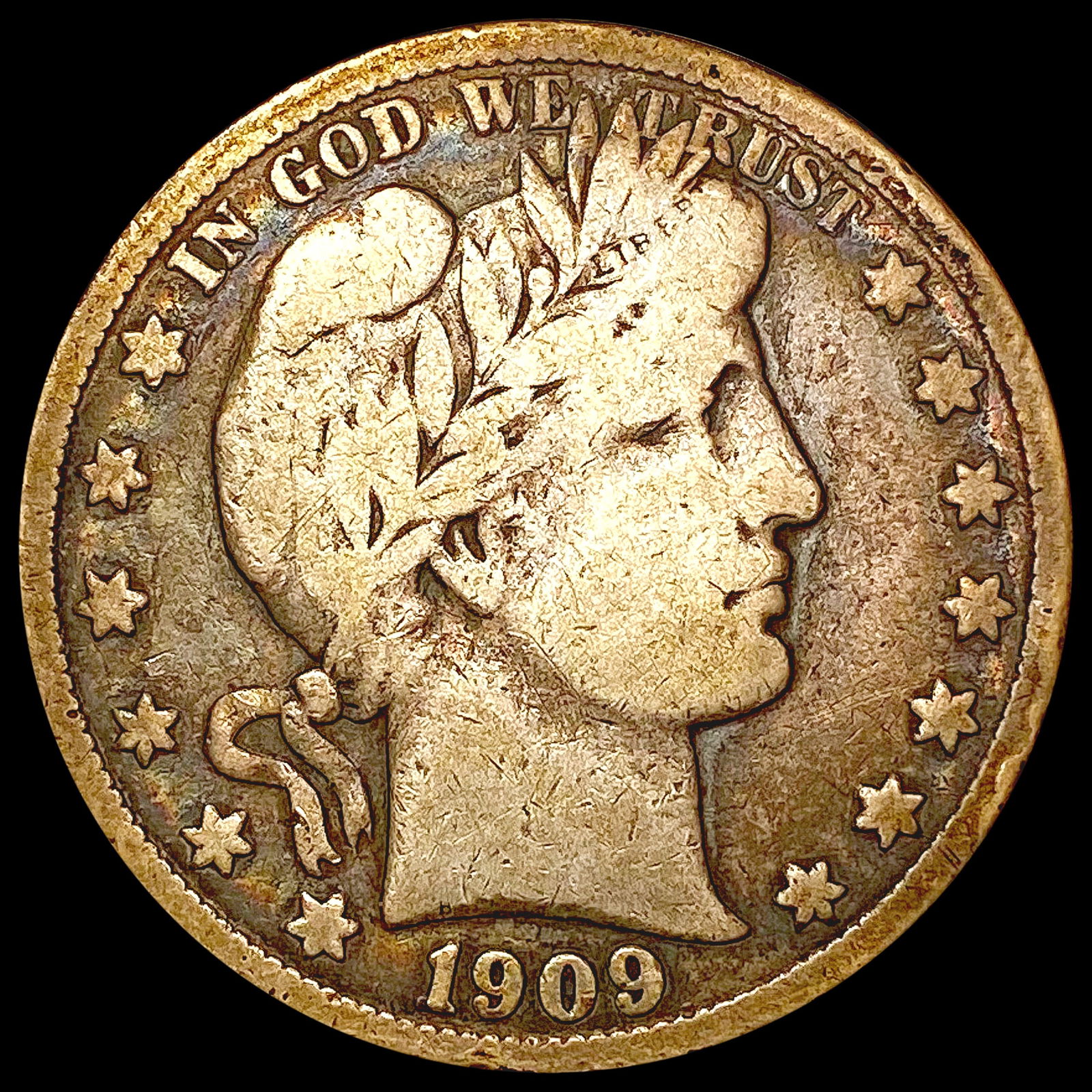 1909-S Barber Half Dollar NICELY CIRCULATED (1 of 2)