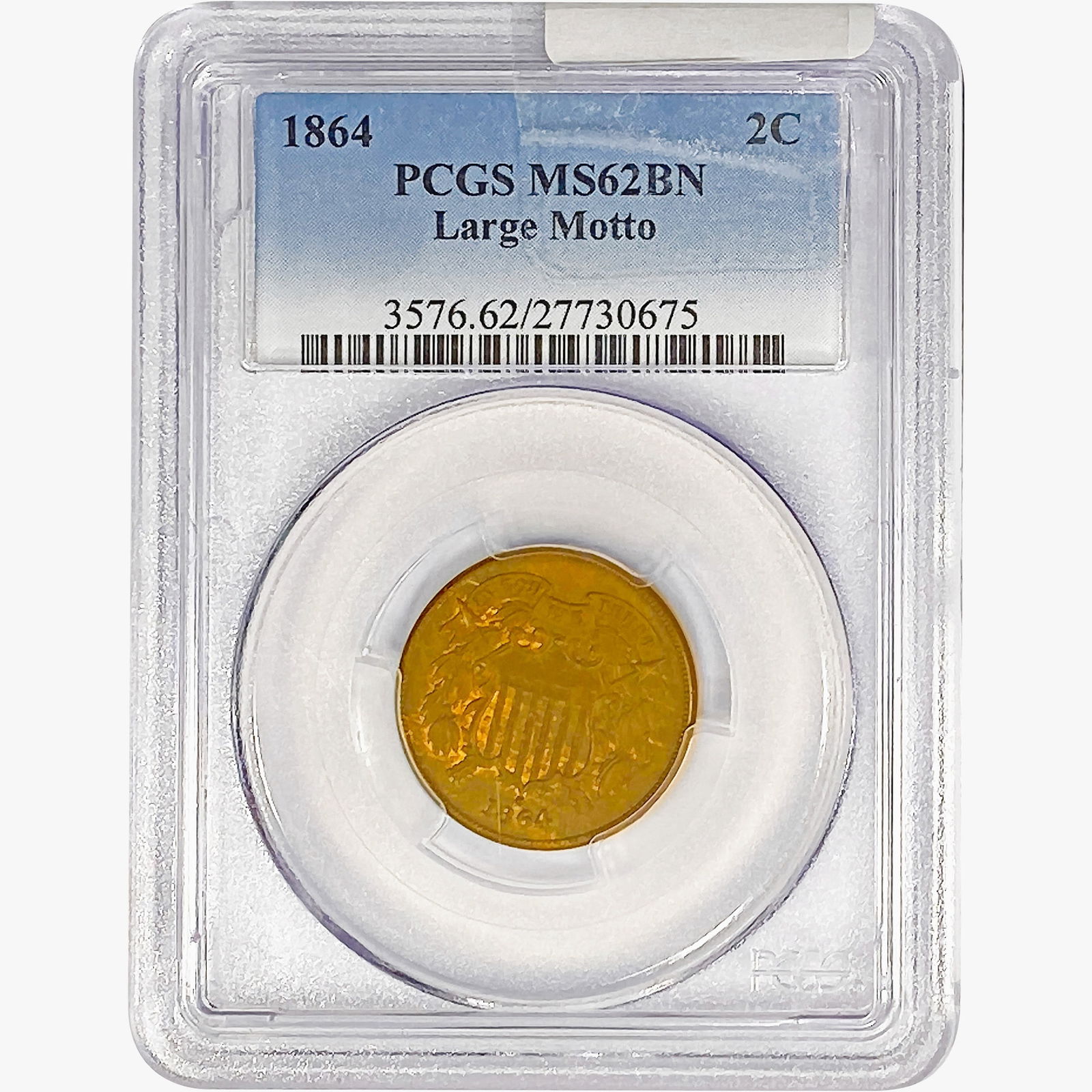 1864 Two Cent Piece PCGS MS62 BN Lg. Motto (1 of 2)