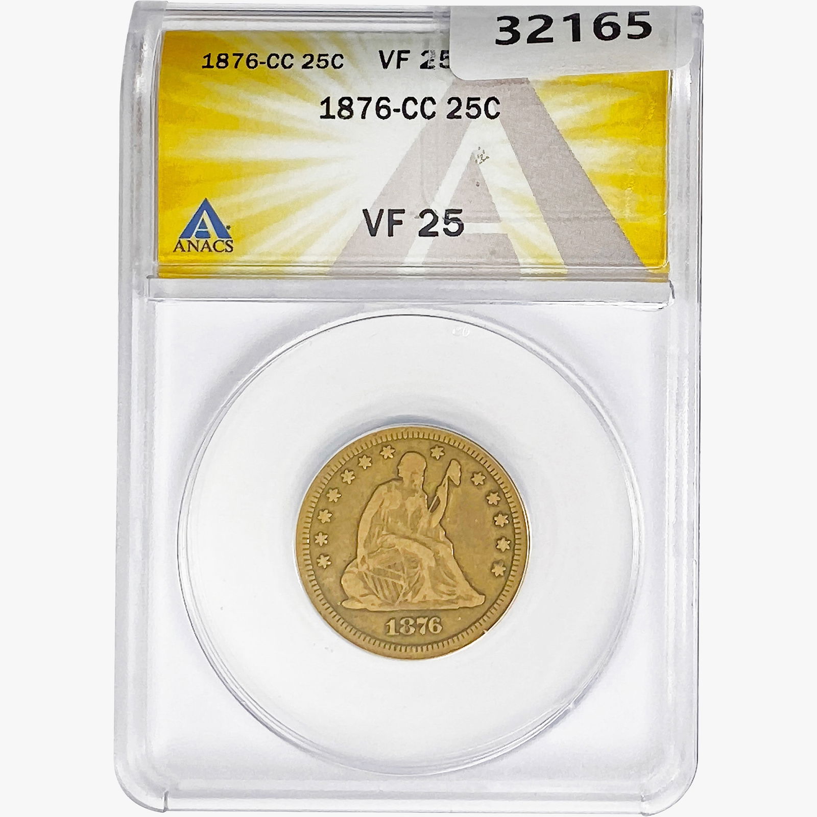 1876-CC Seated Liberty Quarter ANACS VF25 (1 of 2)