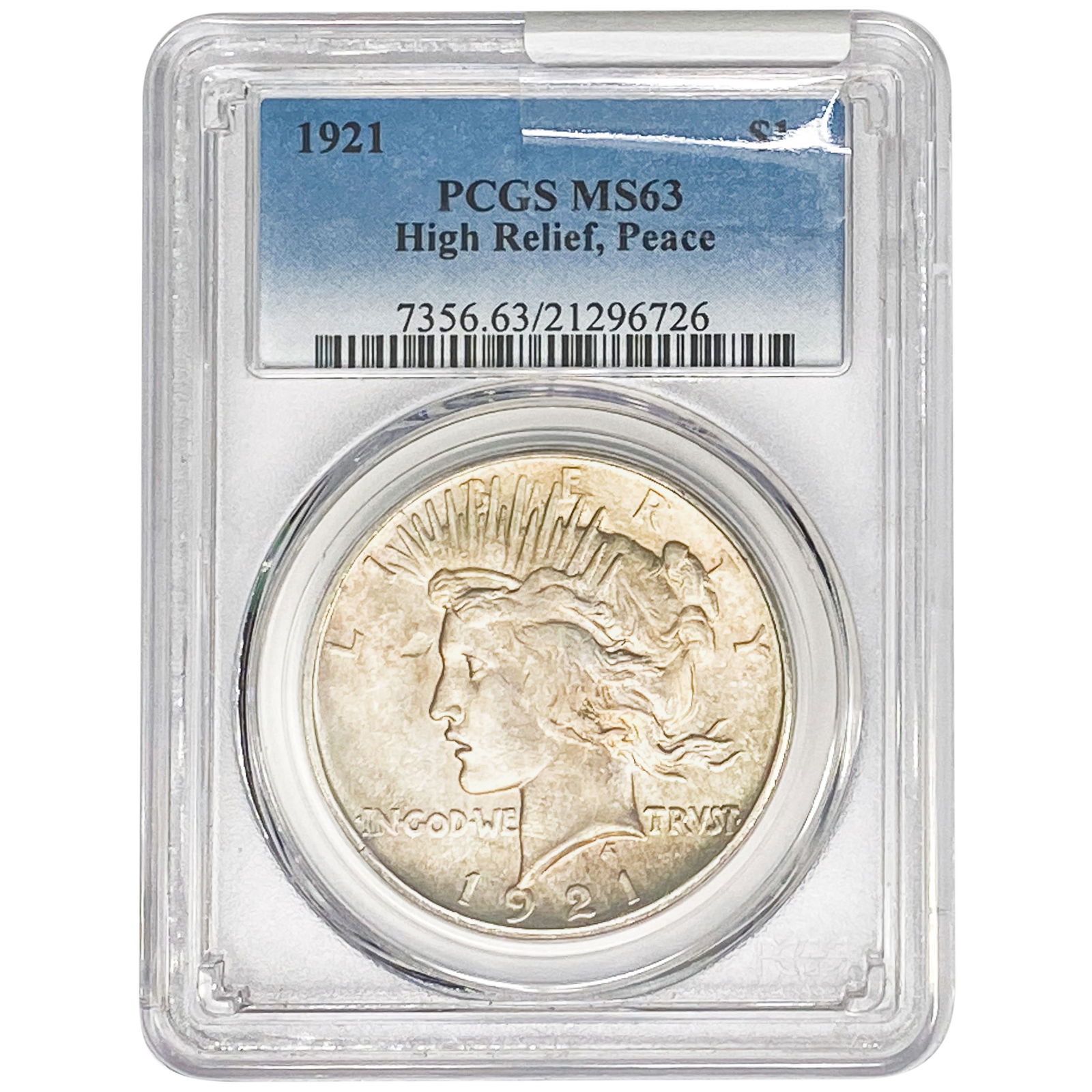 1921 Silver Peace Dollar PCGS MS63 High Relief (1 of 2)