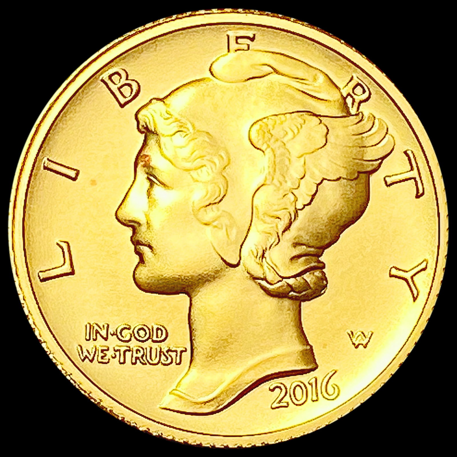 2016-W 1/10th oz Gold Mercury Dime SUPERB GEM BU (1 of 2)