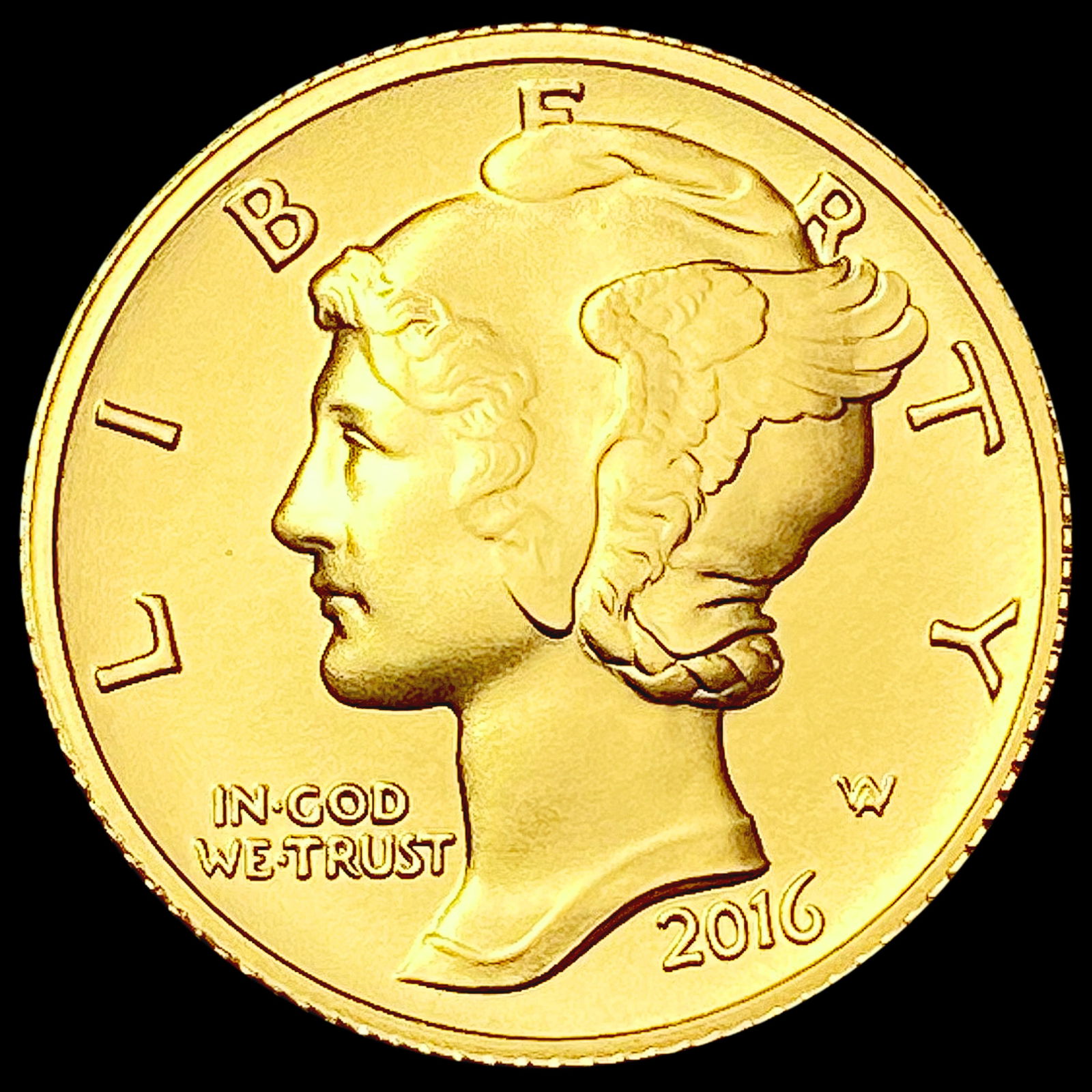 2016-W 1/10th oz Gold Mercury Dime SUPERB GEM BU (1 of 2)